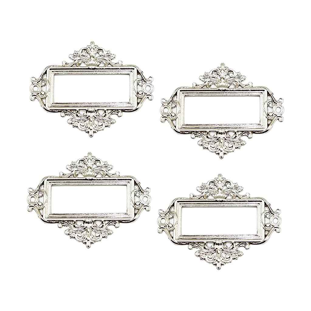 4x Home Cabinet Drawer Frame Label Tag File Name Card Holder Silver