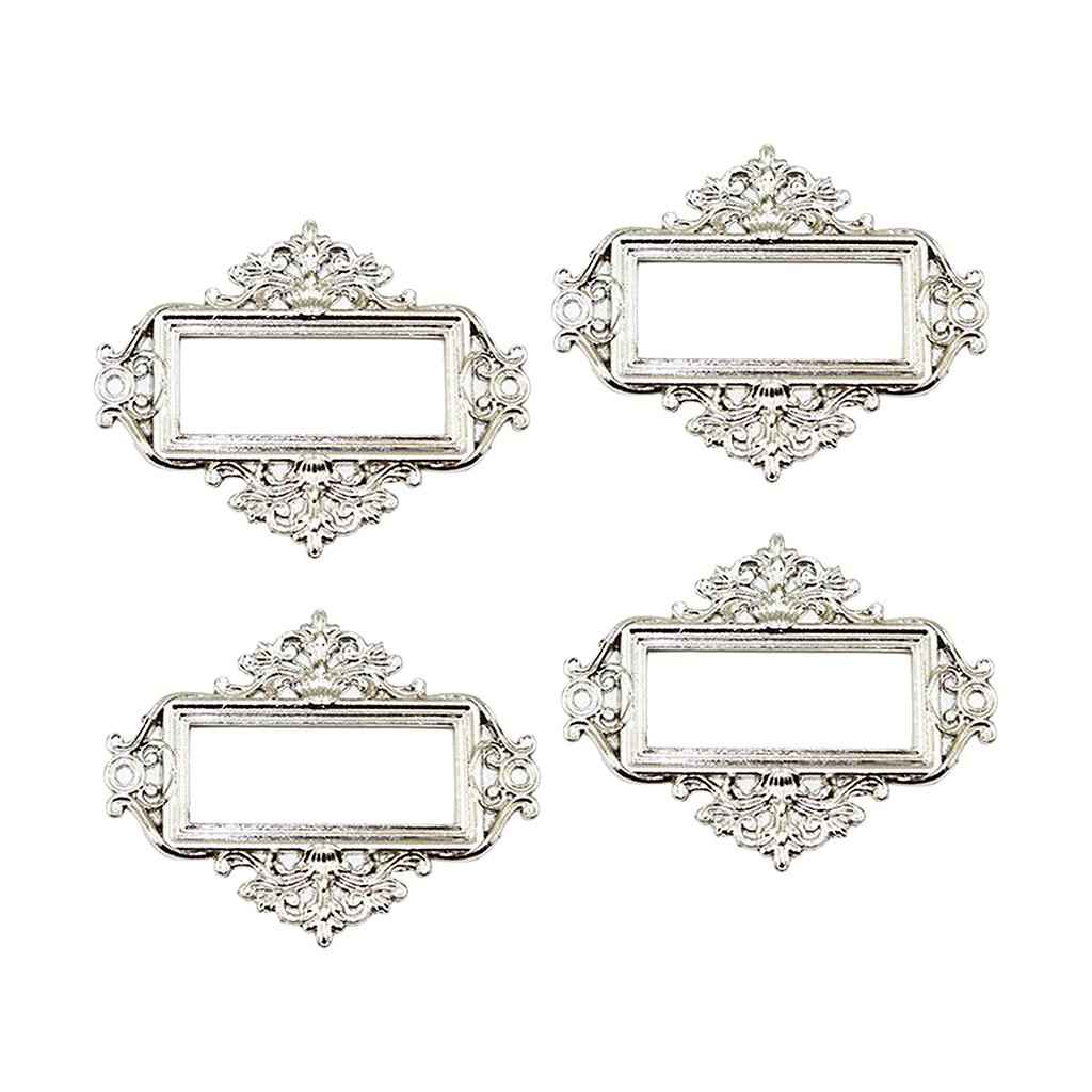 4x Home Cabinet Drawer Frame Label Tag File Name Card Holder Silver