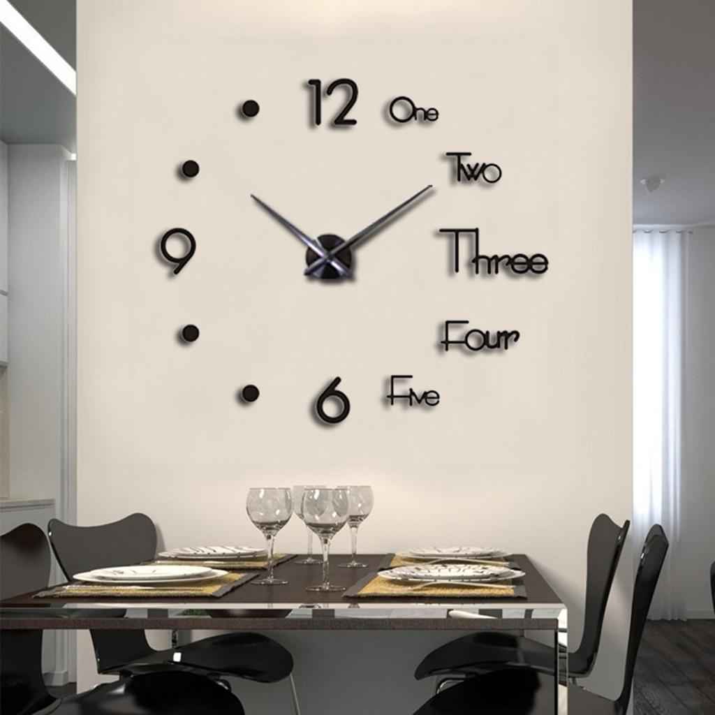 DIY Large Wall Clock Modern 3D Wall Sticker Clock Silent Living Room Decor L