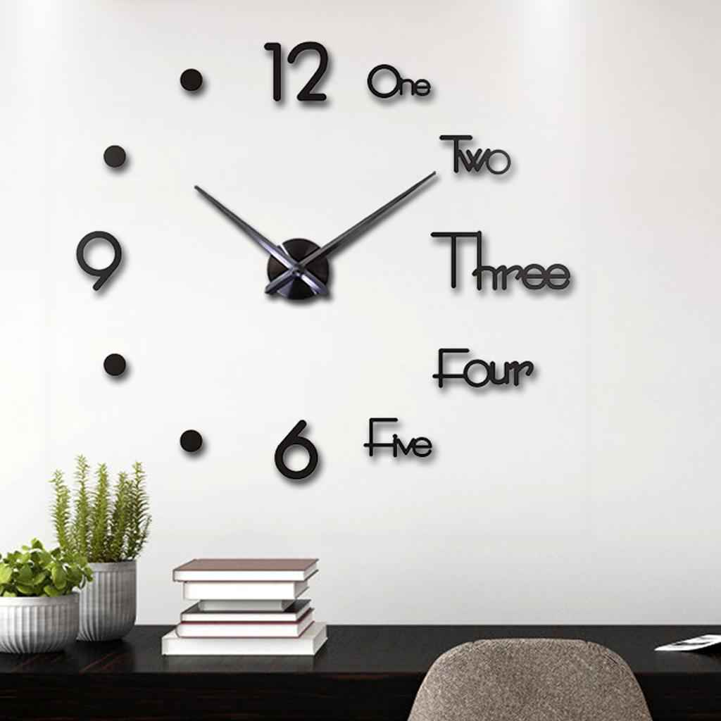 DIY Large Wall Clock Modern 3D Wall Sticker Clock Silent Living Room Decor L