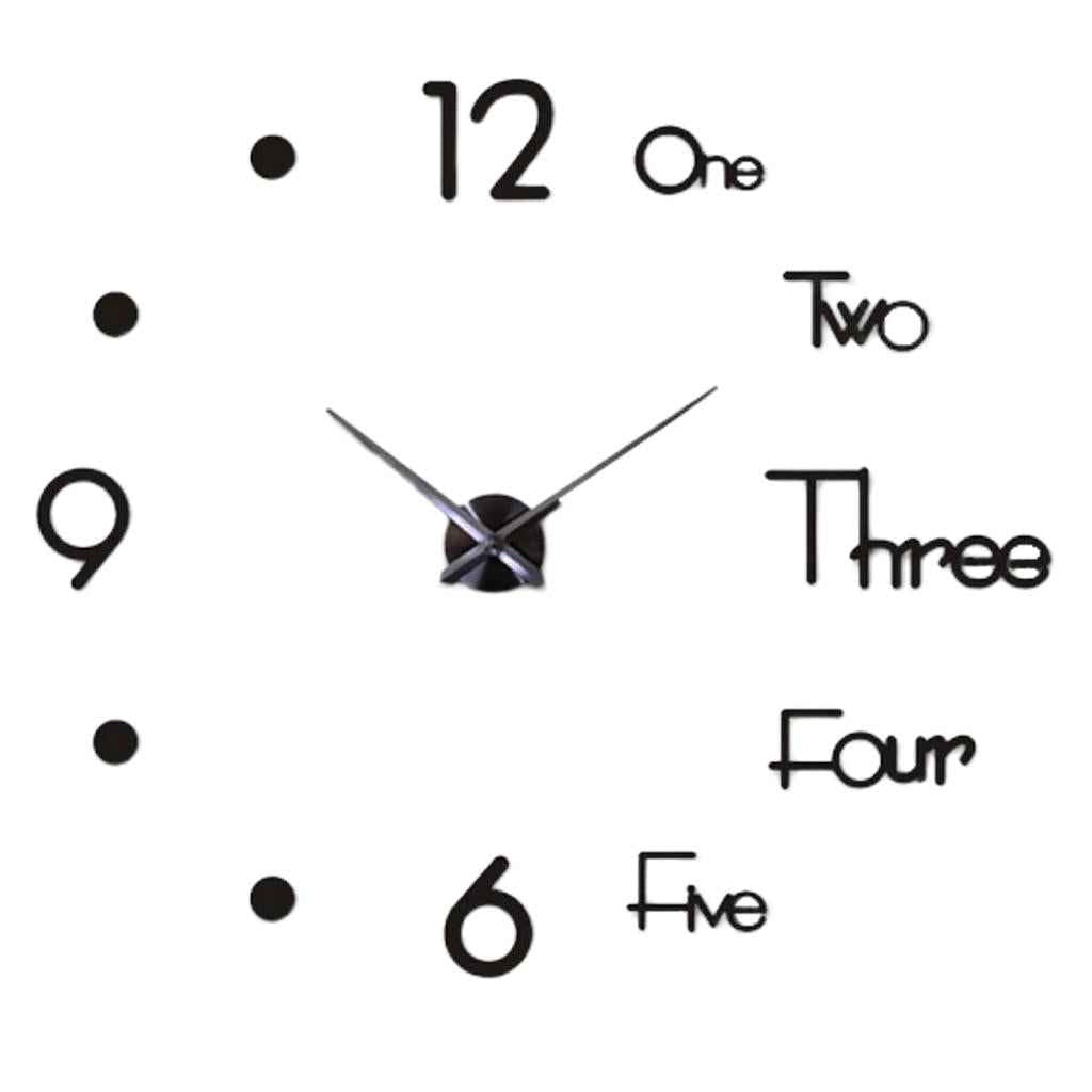 DIY Large Wall Clock Modern 3D Wall Sticker Clock Silent Living Room Decor L