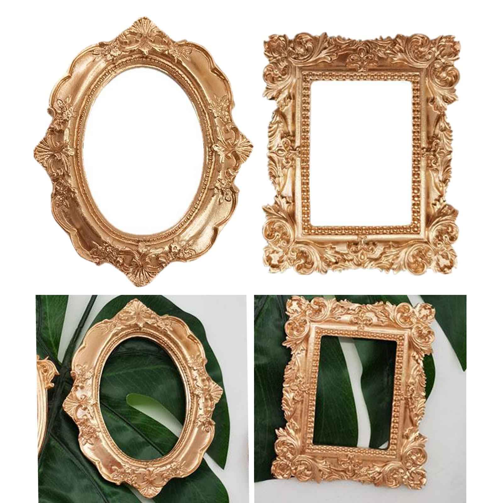 Vintage Photo Frame Carved Lace Resin Mini Picture Frame Photo Props Oval