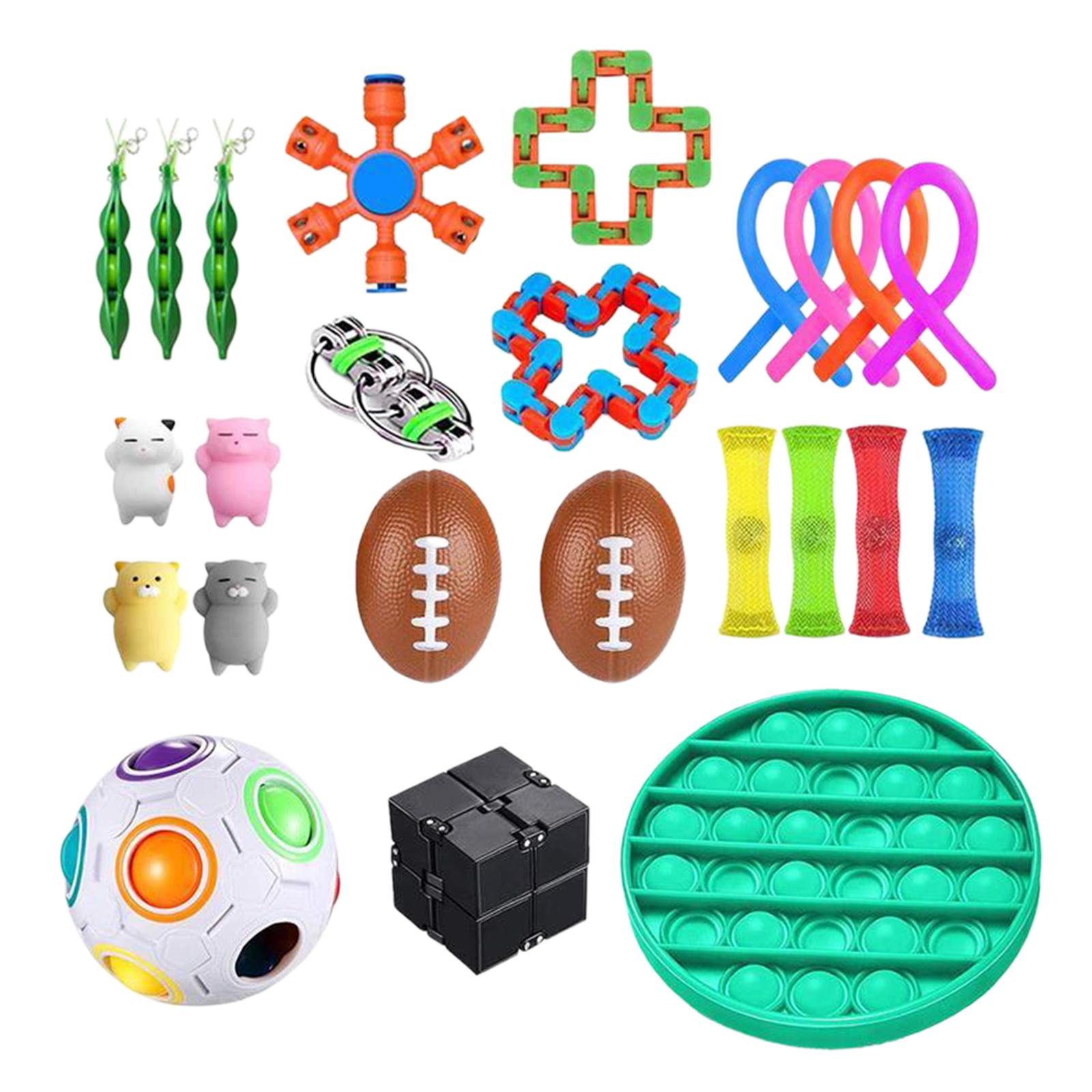 24x Fidget Sensory Toy Anxiety Relief Marbles Ball Braided Mesh Easy Bend