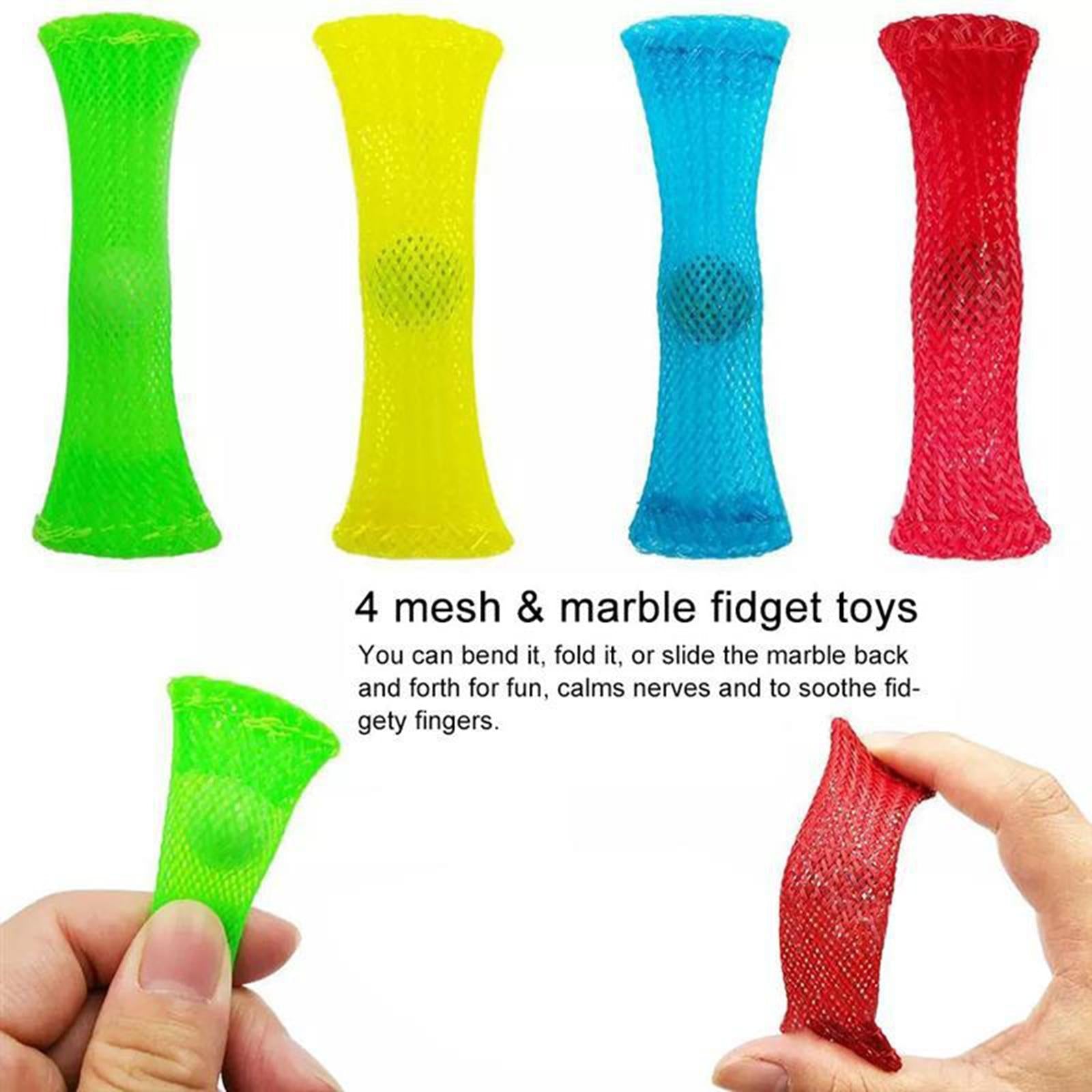 24x Fidget Sensory Toy Anxiety Relief Marbles Ball Braided Mesh Easy Bend