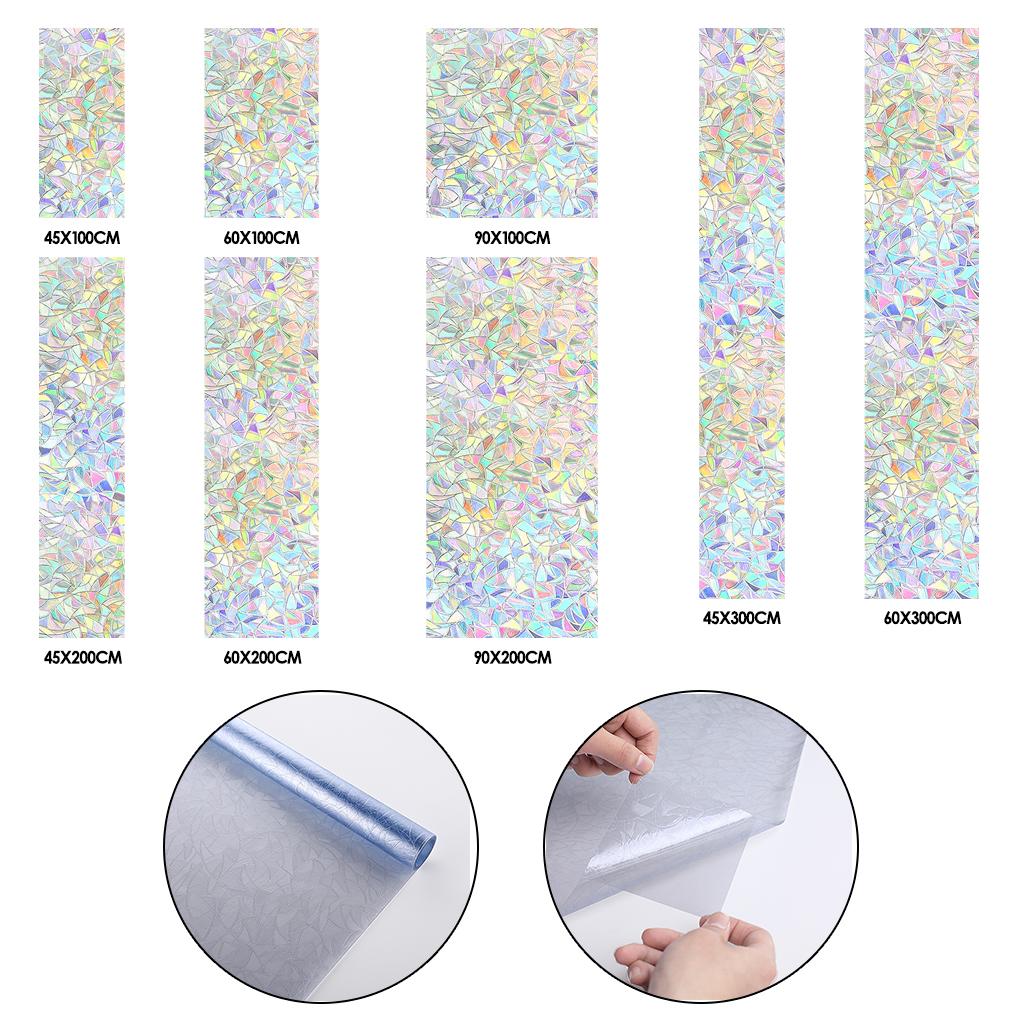 3xWindow Privacy Film Roll PVC 3D Stained Static Cling Sticker Anti UV Home