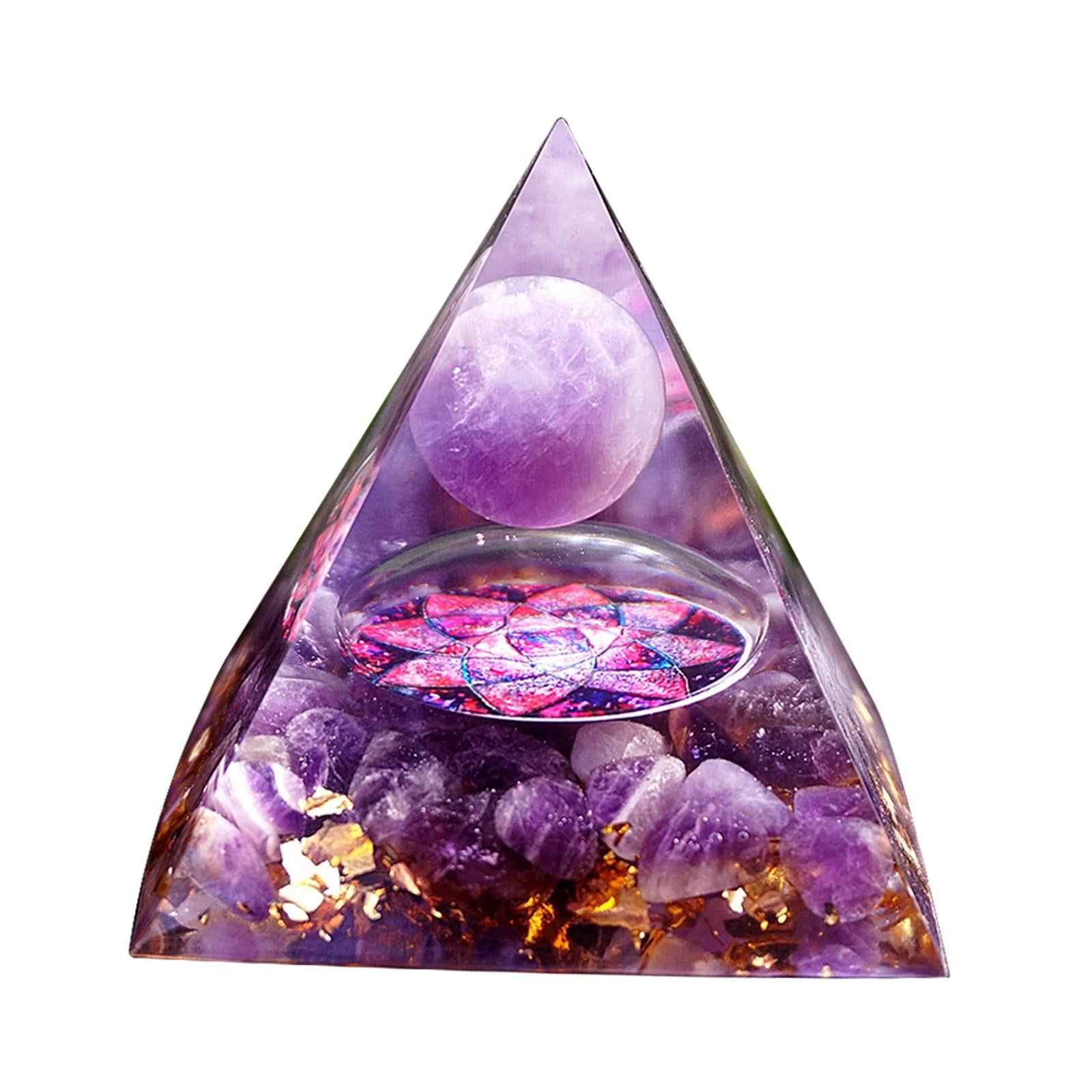 Amethyst Orgone Pyramid Purple Yoga Meditation Crystals Heal Stone Decor