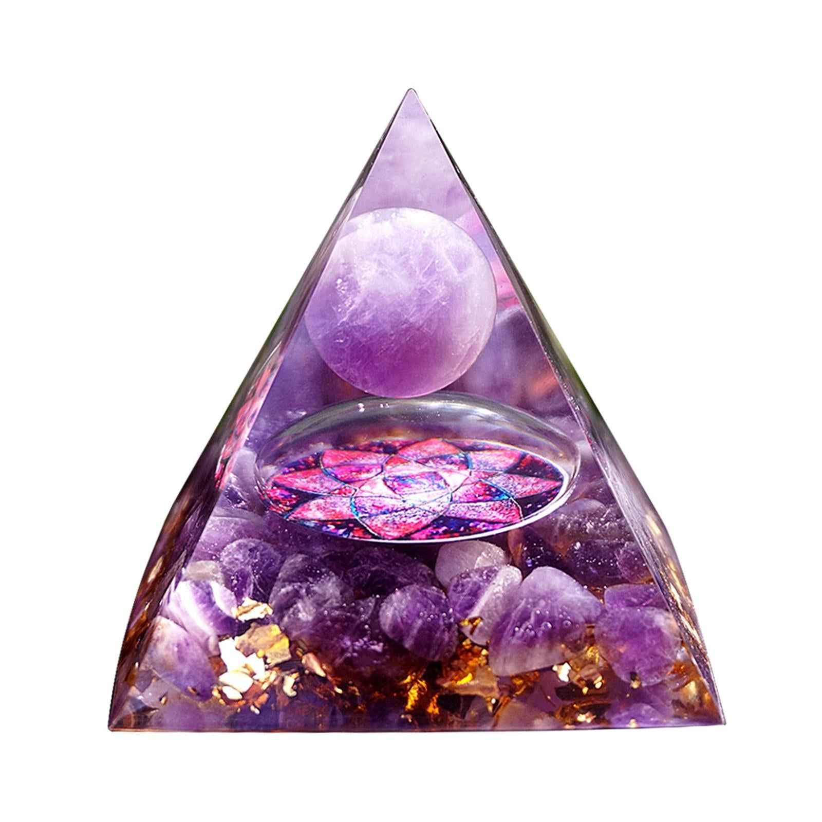 Amethyst Orgone Pyramid Purple Yoga Meditation Crystals Heal Stone Decor