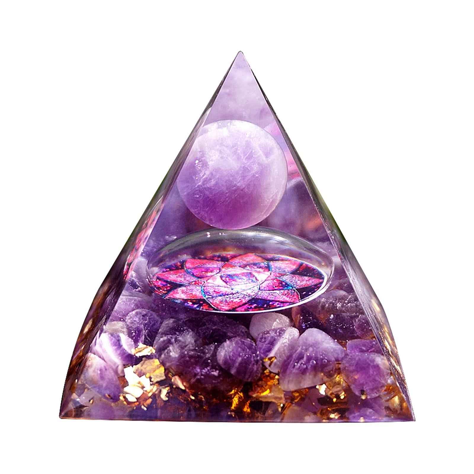 Amethyst Orgone Pyramid Purple Yoga Meditation Crystals Heal Stone Decor