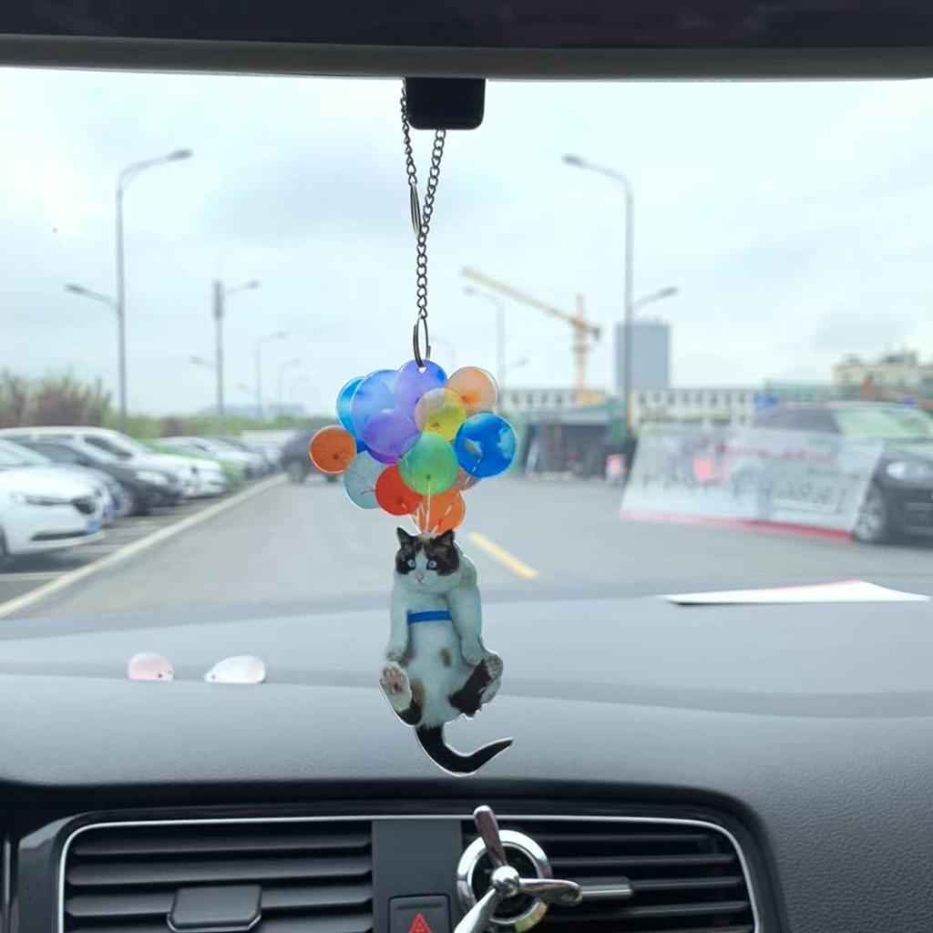 Rear View Mirror Pendant Acrylic Handbag Cellphone Keyring Hanging Ornament