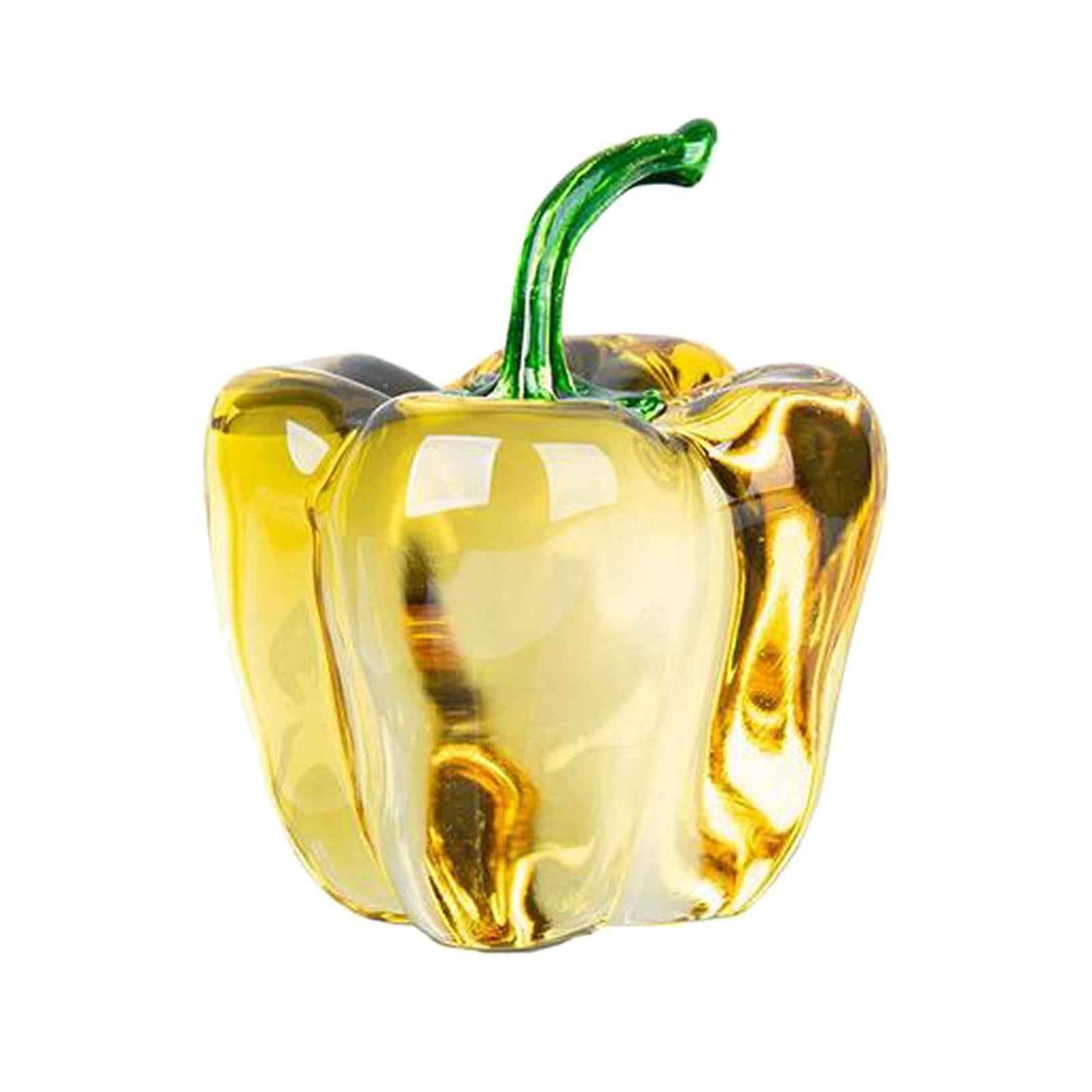 Crystal Fruit Sculpture Art Bookshelf Decor Ornament Artwork Yellow Chili