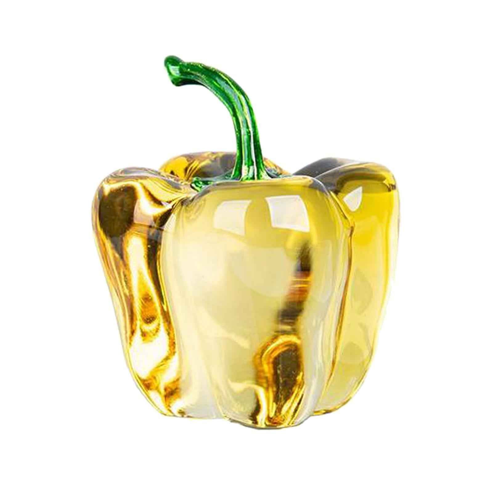 Crystal Fruit Sculpture Art Bookshelf Decor Ornament Artwork Yellow Chili