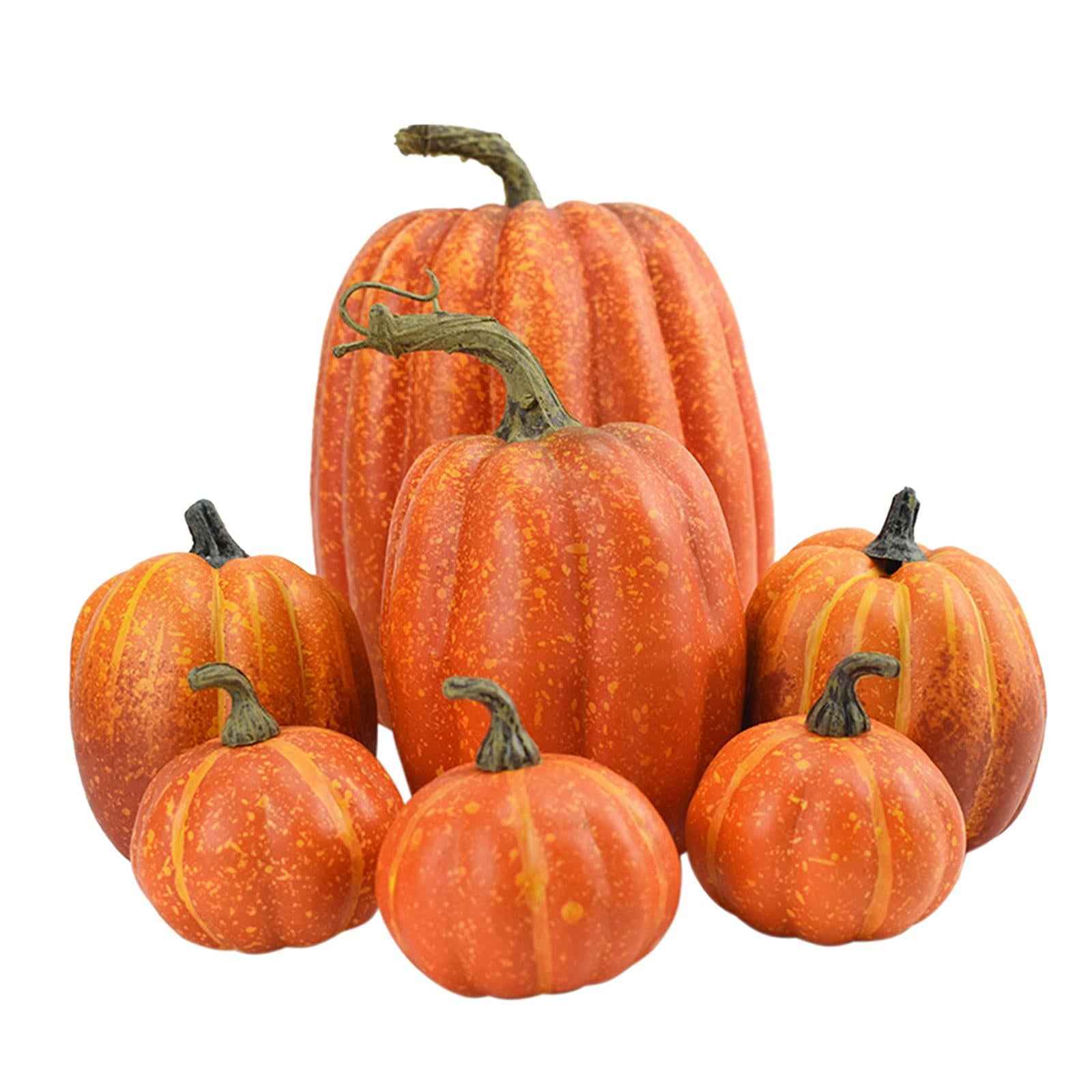 7x Artificial Pumpkins Bulk Faux Harvest For Fall Wedding Centerpiece Orange