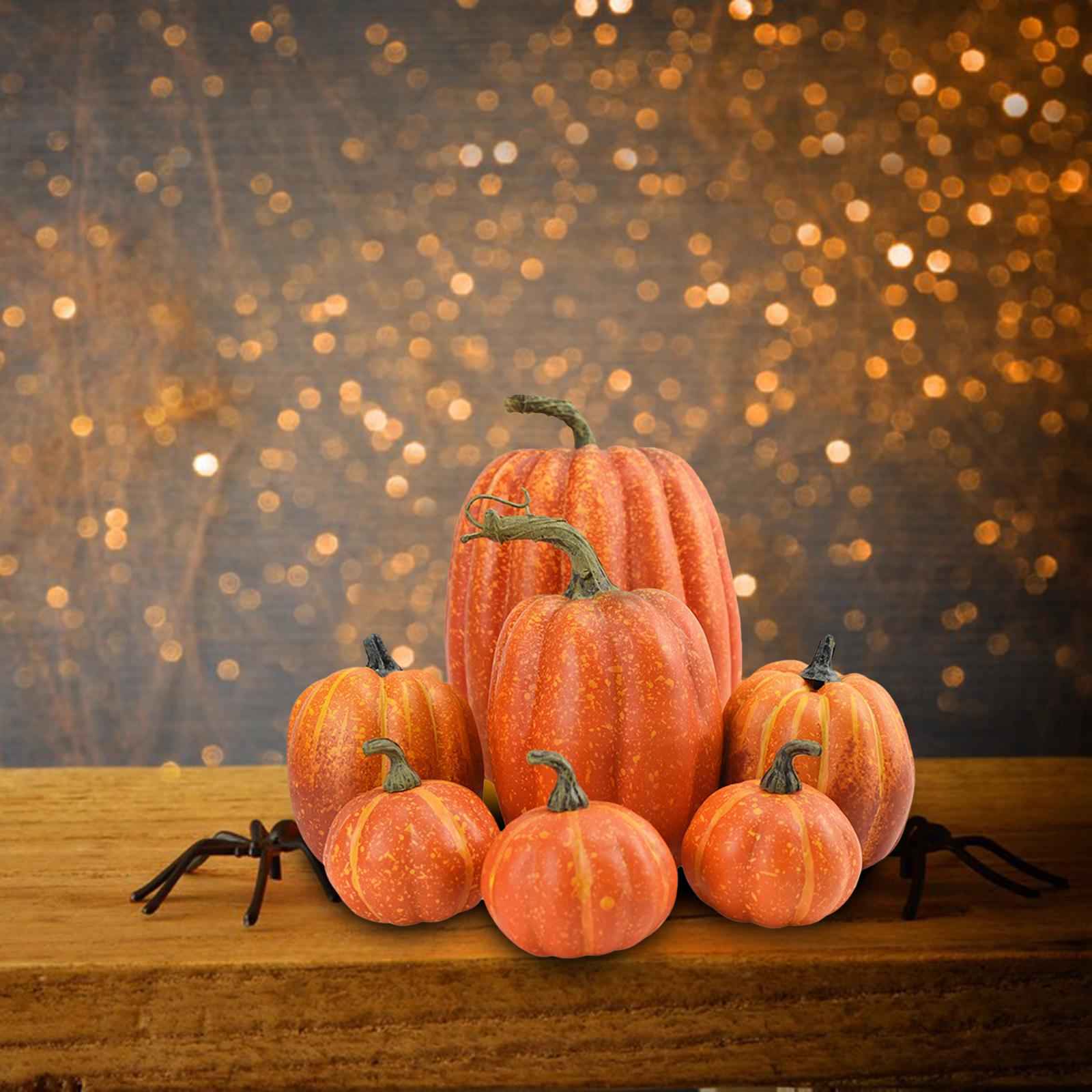 7x Artificial Pumpkins Bulk Faux Harvest For Fall Wedding Centerpiece Orange