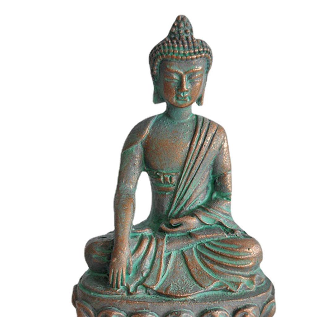 2xSANDSTONE BALCONY HOME GARDEN SMALL ZEN BUDDHA STATUE ORNAMENT DECORATIONS Bronze