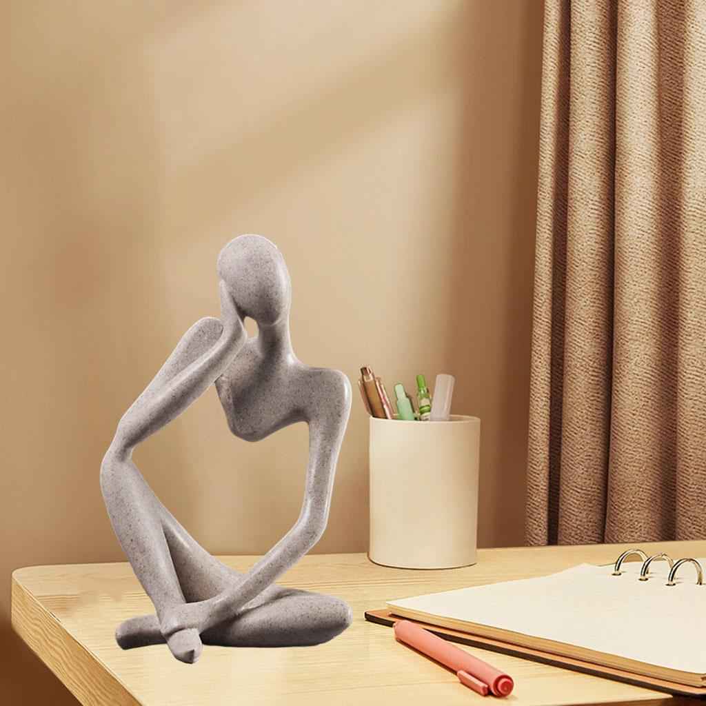 Thinker Sculpture Figurine Home Statue Modern Bookcase Decor Thinking right
