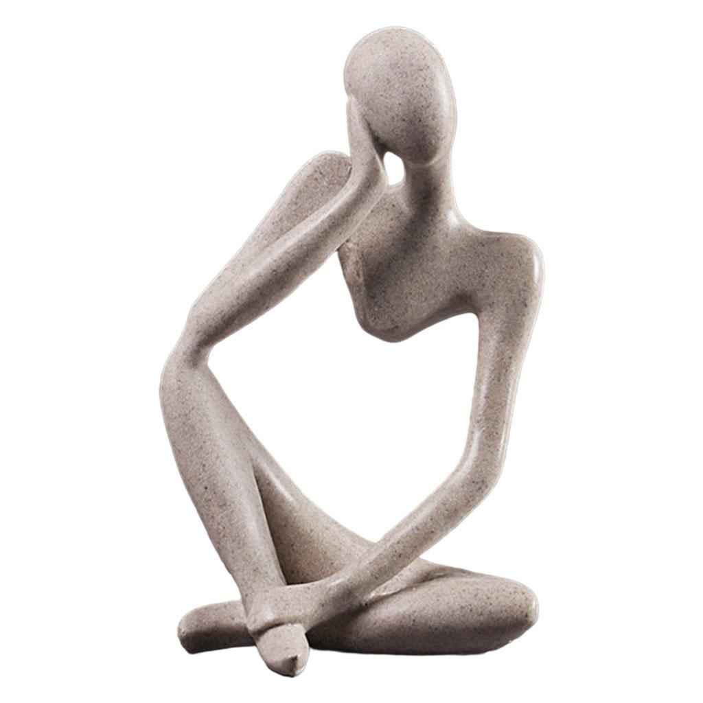 Thinker Sculpture Figurine Home Statue Modern Bookcase Decor Thinking right