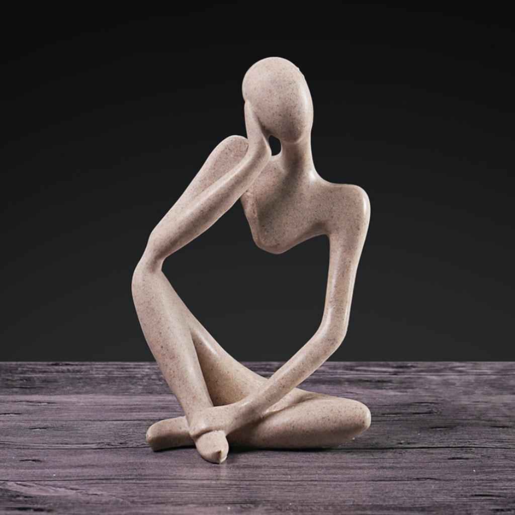 Thinker Sculpture Figurine Home Statue Modern Bookcase Decor Thinking right
