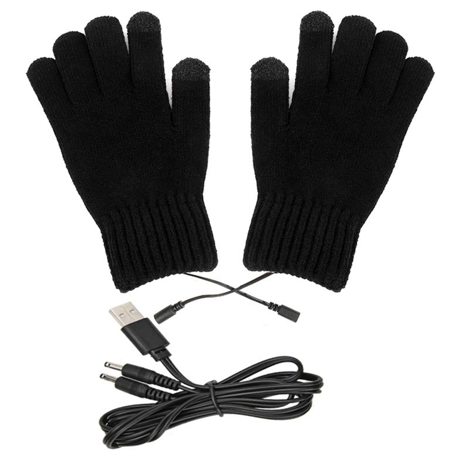 USB Heating Gloves Electric Thermal Hand Warmer for Working Hiking Cycling Black