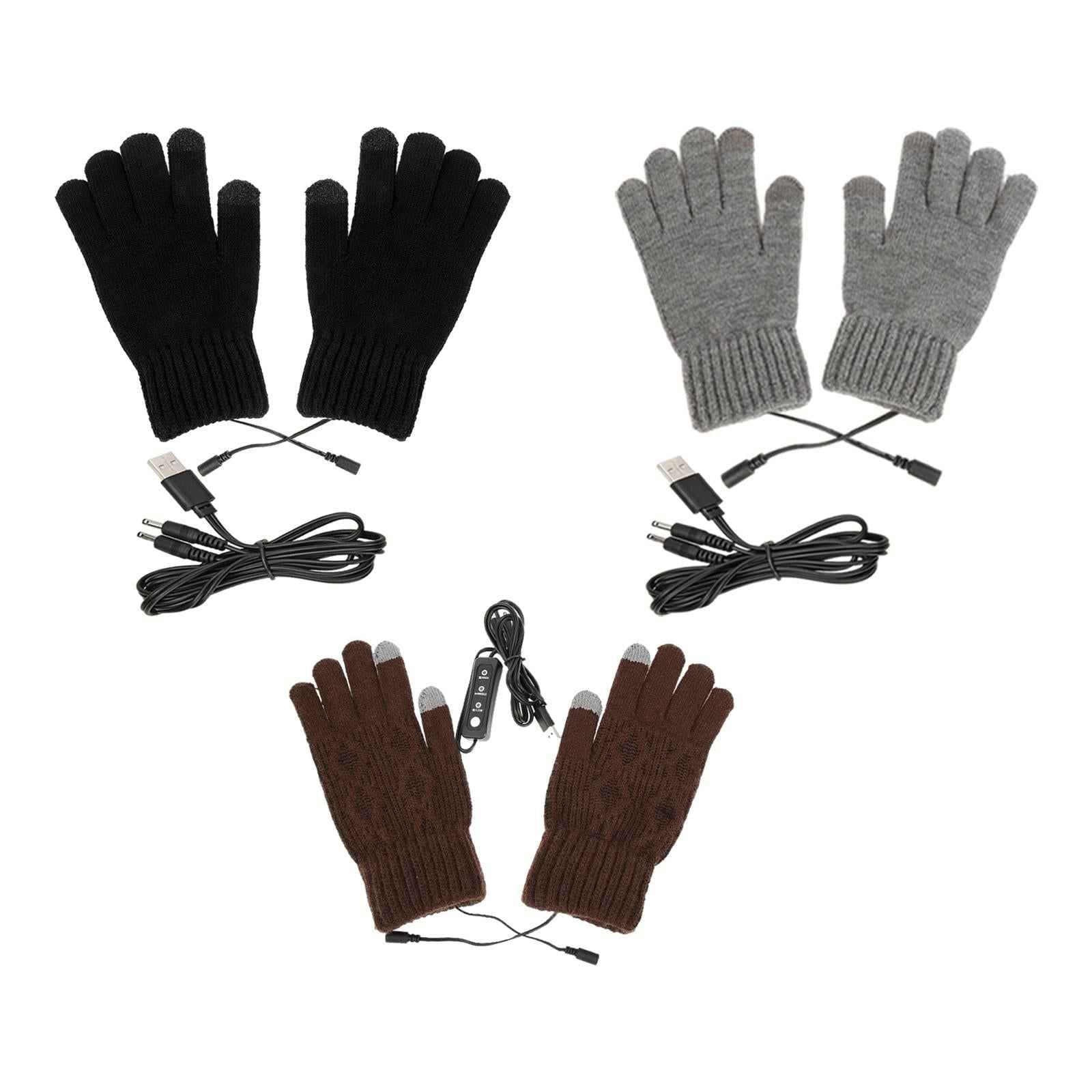 USB Heating Gloves Electric Thermal Hand Warmer for Working Hiking Cycling Black