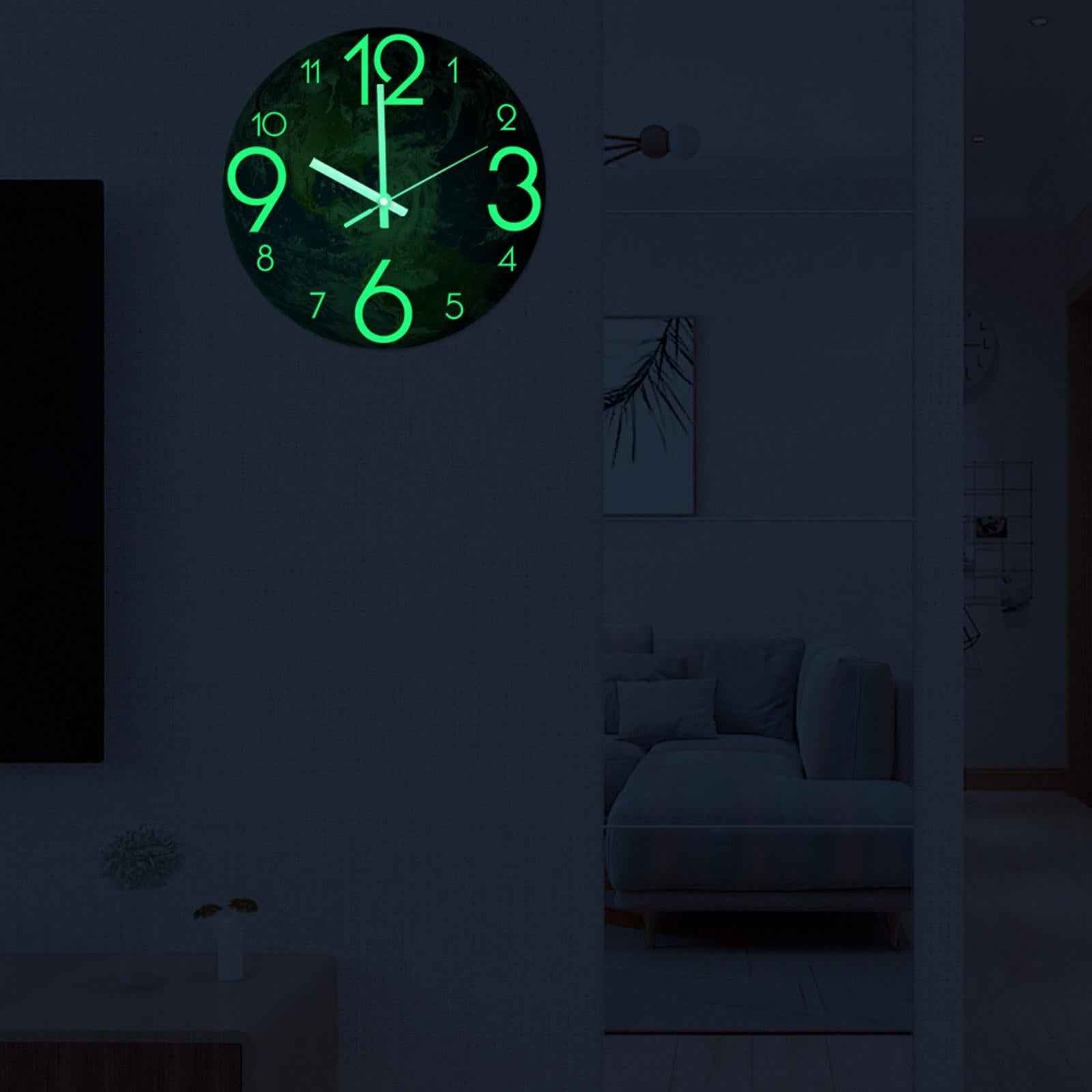 30cm Unique Luminous Wall Clock Glow In The Dark Bedroom Decor Earth