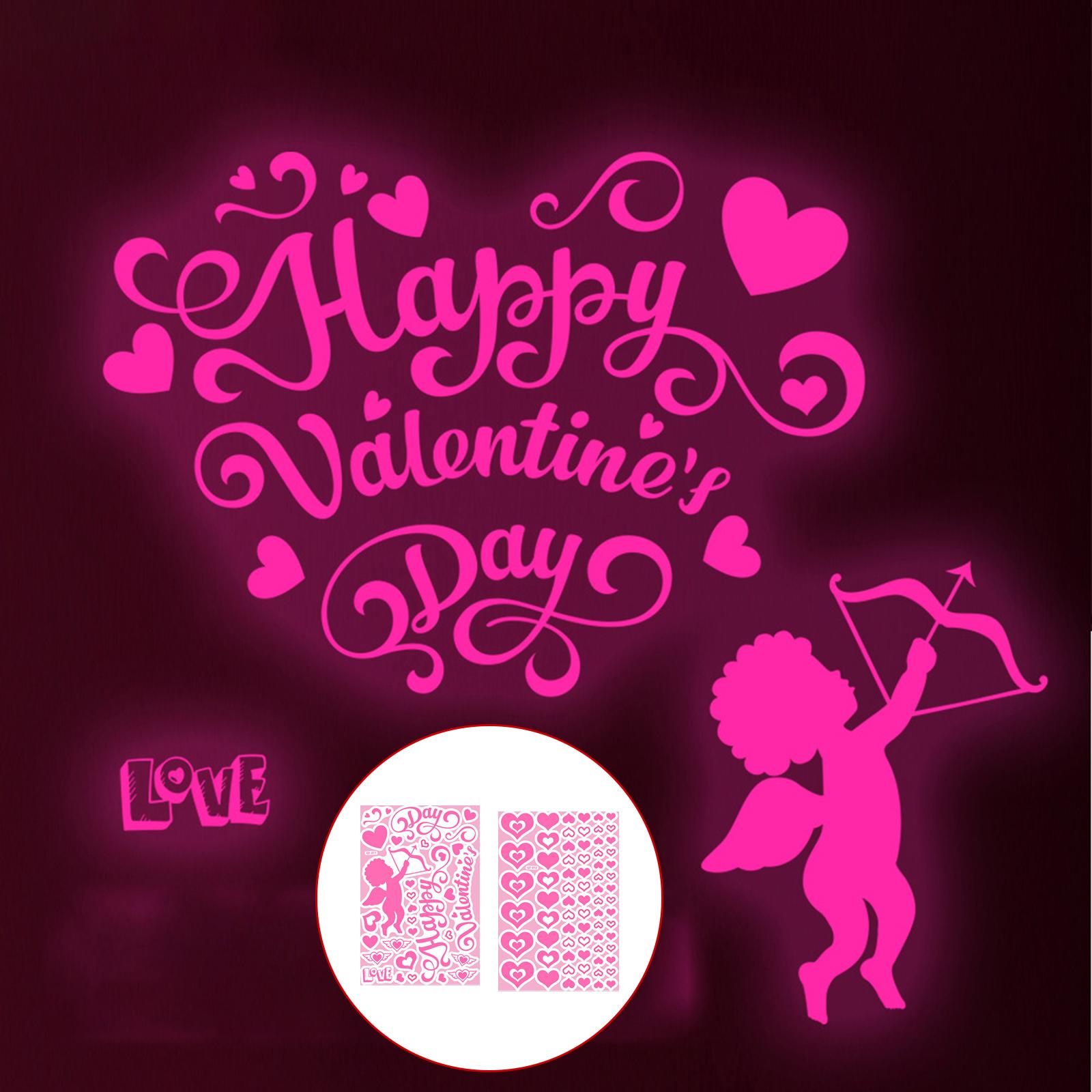 2Pcs Wall Stickers Luminous Love Heart Mural Window Party Decor archery