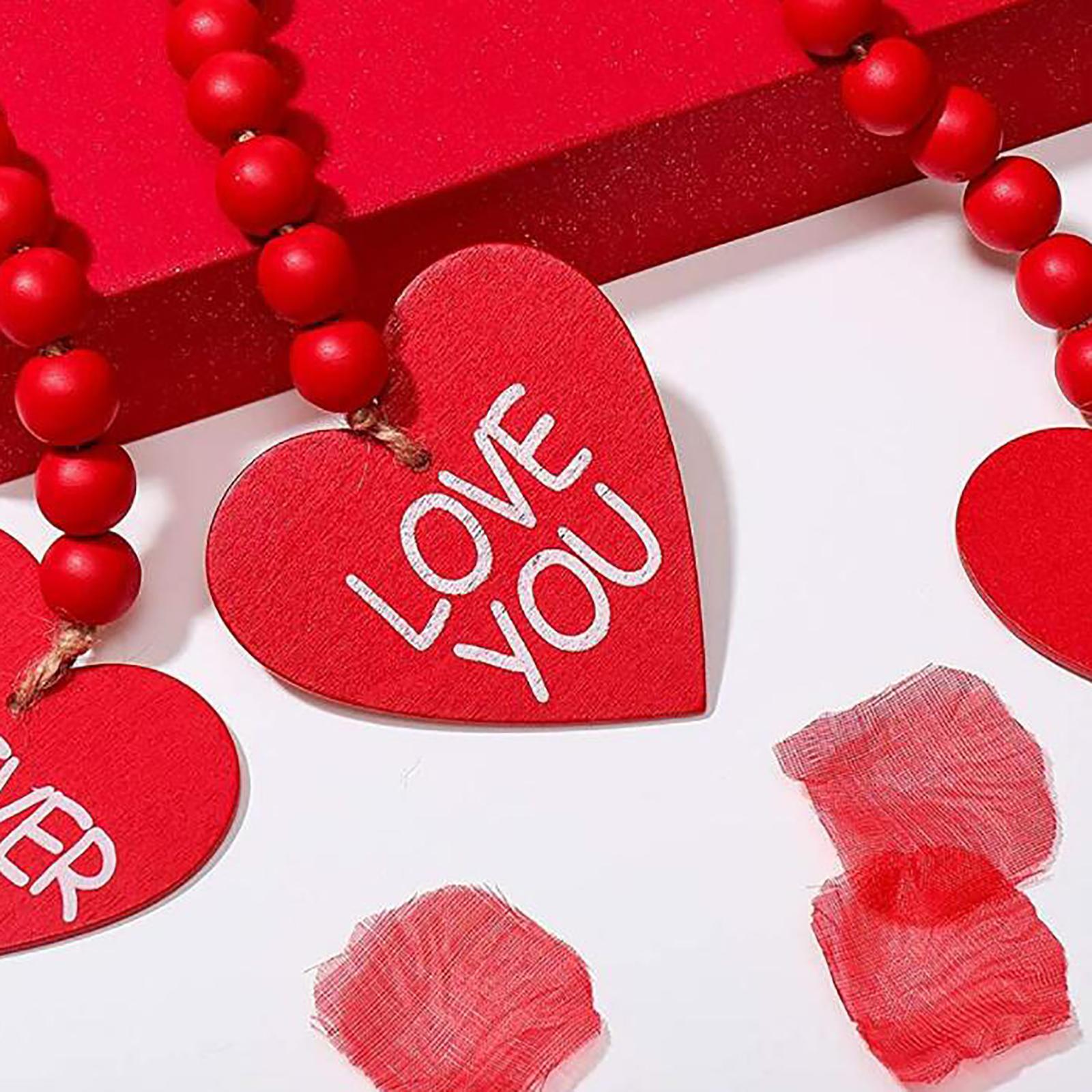 10 Pieces Valentine's Day Wood Bead Garland Wedding Decorations Pendant