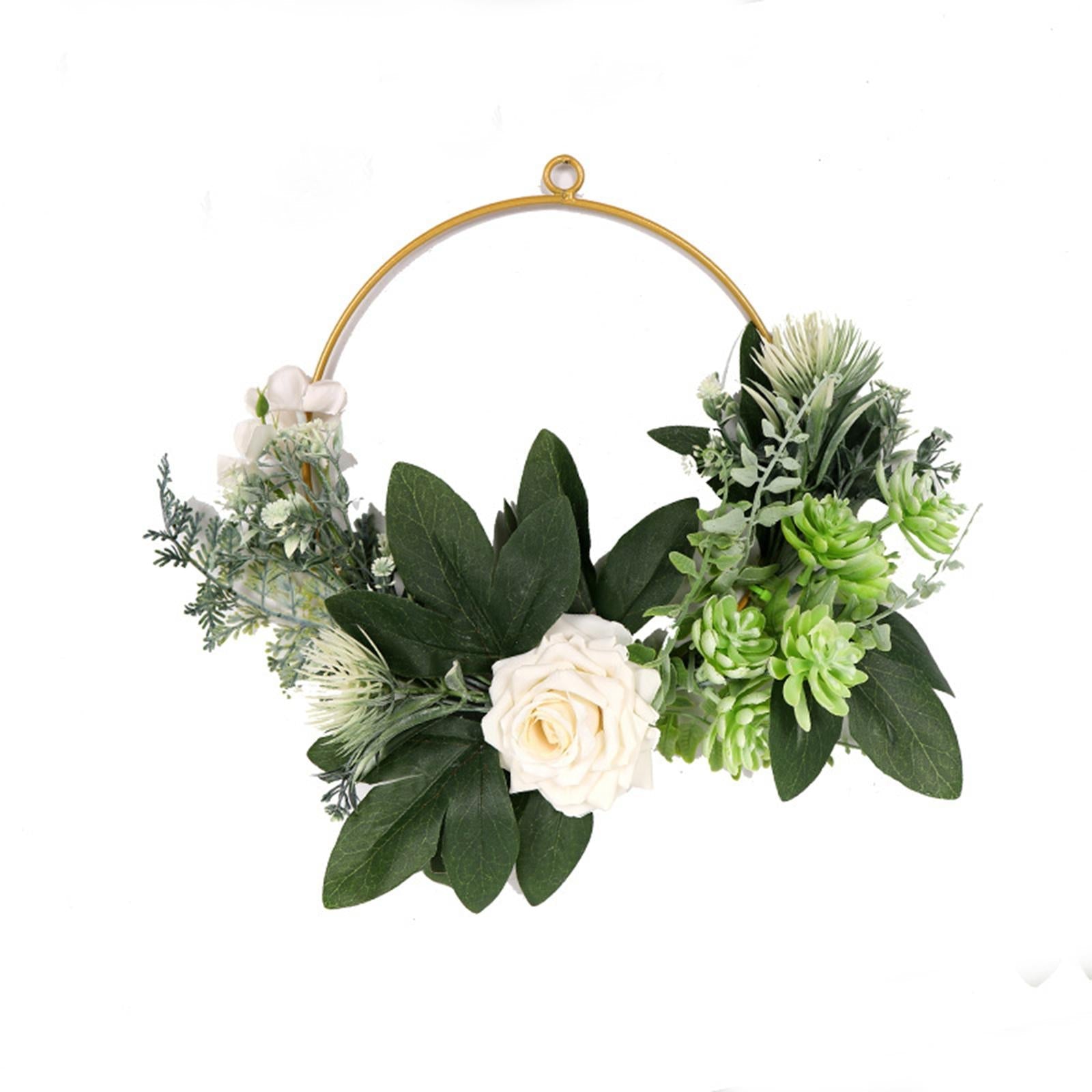 11.8Inches Flower Hoop Wreath Garland Fake Rose for Door Farmhouse Wedding