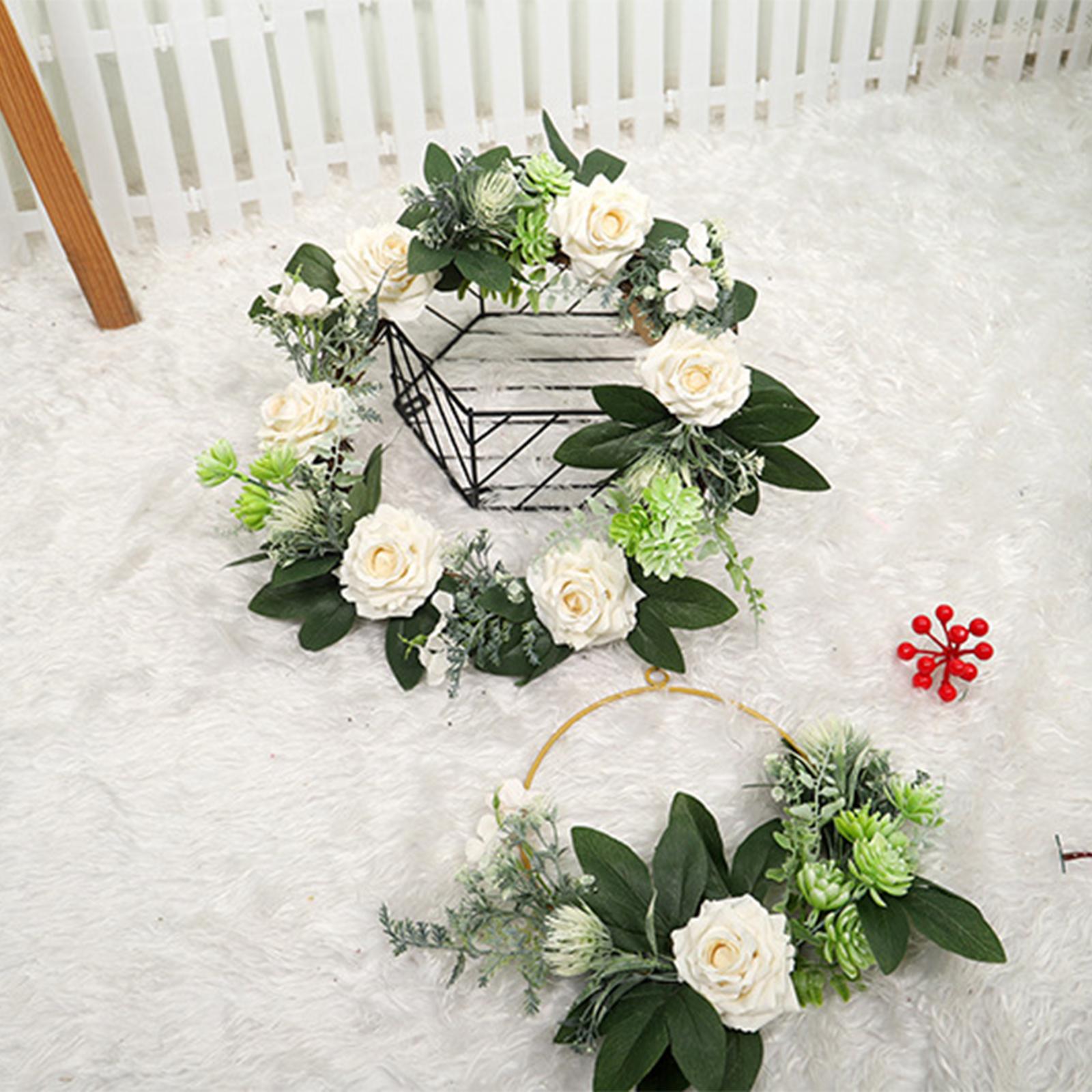 11.8Inches Flower Hoop Wreath Garland Fake Rose for Door Farmhouse Wedding