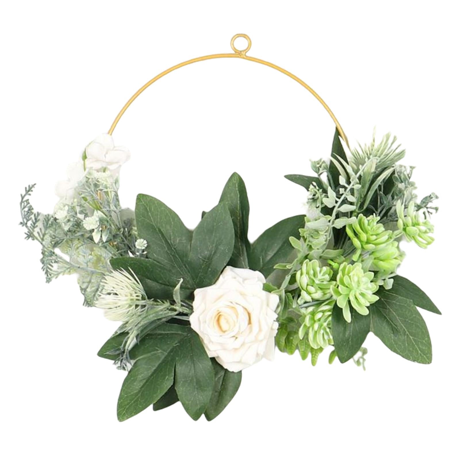 11.8Inches Flower Hoop Wreath Garland Fake Rose for Door Farmhouse Wedding