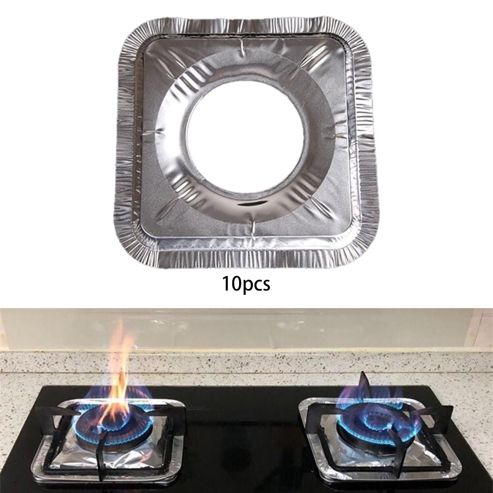 10pcs Aluminum Foil Gas Burner Bib Liners Stove Cover Stove Guard Easy Clean Square