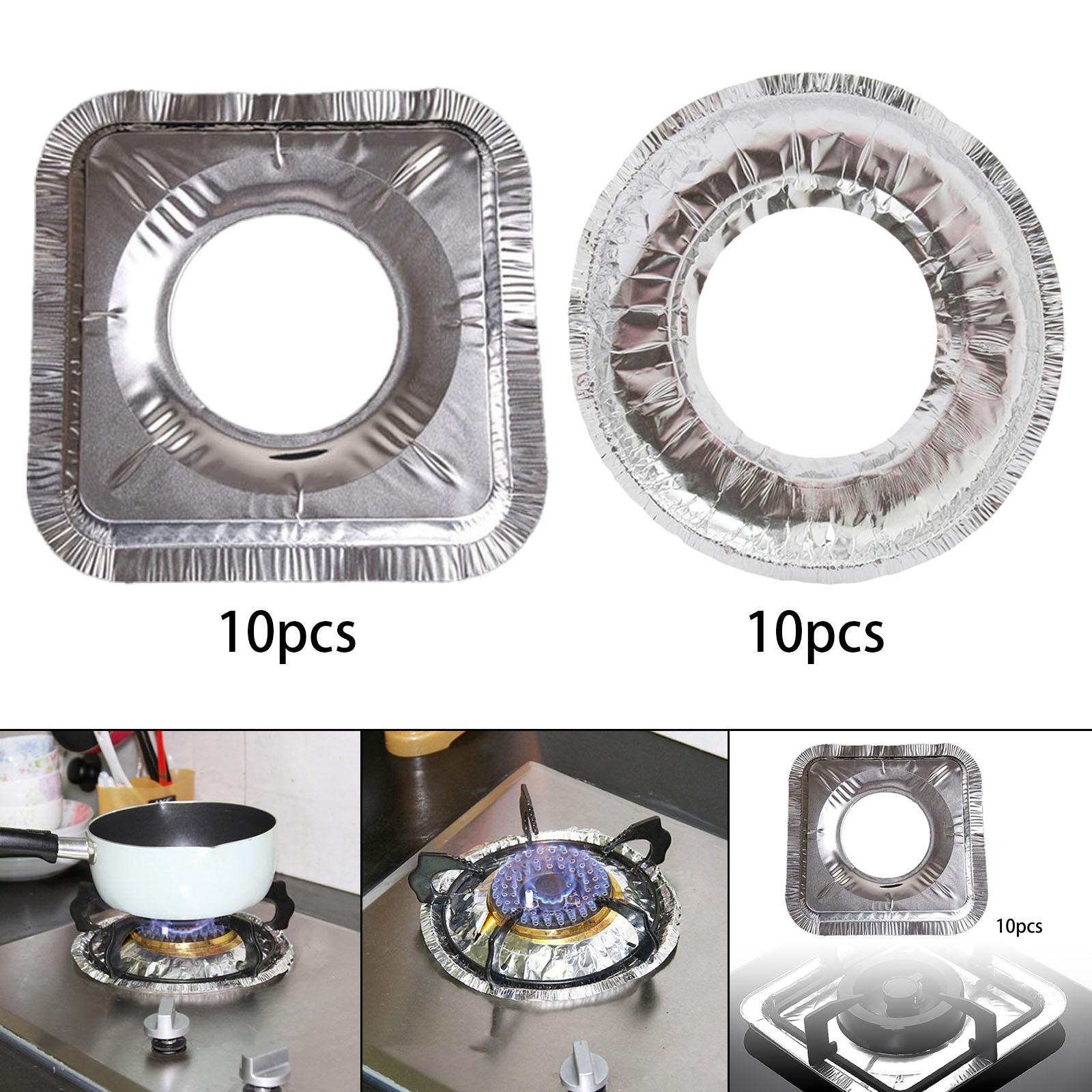 10pcs Aluminum Foil Gas Burner Bib Liners Stove Cover Stove Guard Easy Clean Square