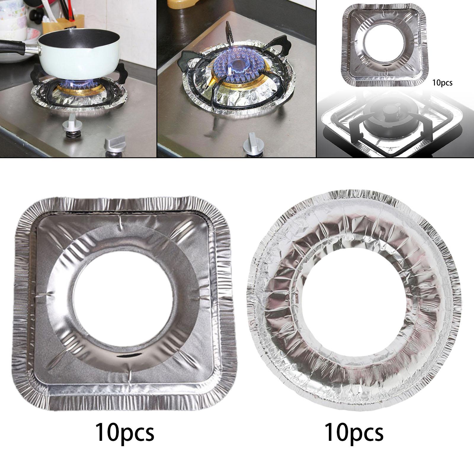 10pcs Aluminum Foil Gas Burner Bib Liners Stove Cover Stove Guard Easy Clean Square