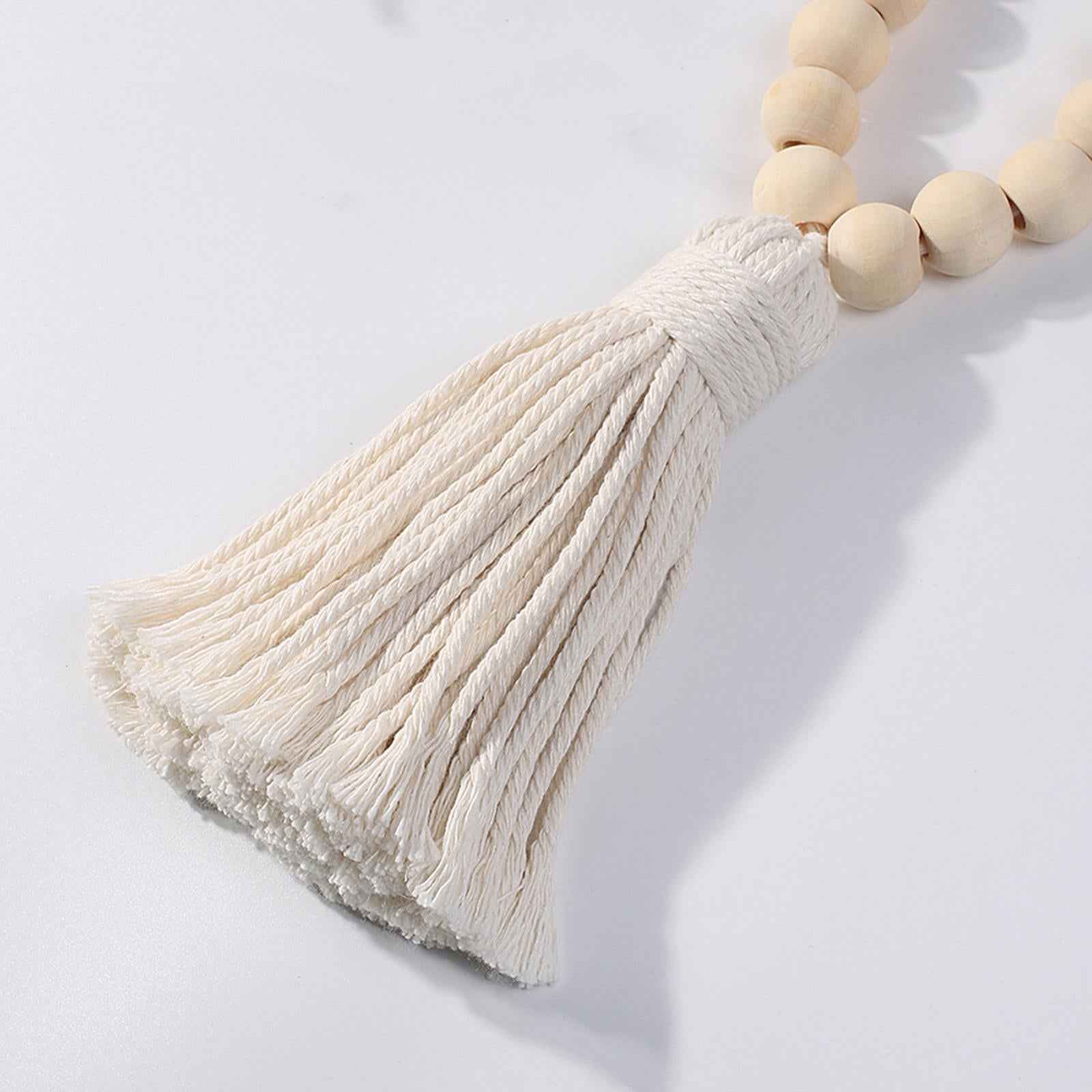 Natural Wood Bead Curtain Tiebacks Home Decor Boho Tassels Beaded Rope Ties