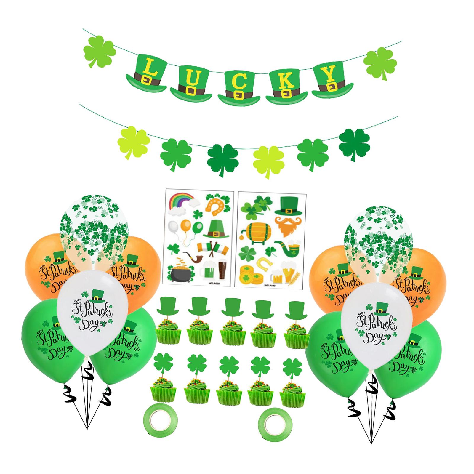 28Pcs ST Patricks Day Decorations Hanging Banner Party Favors Photo Props