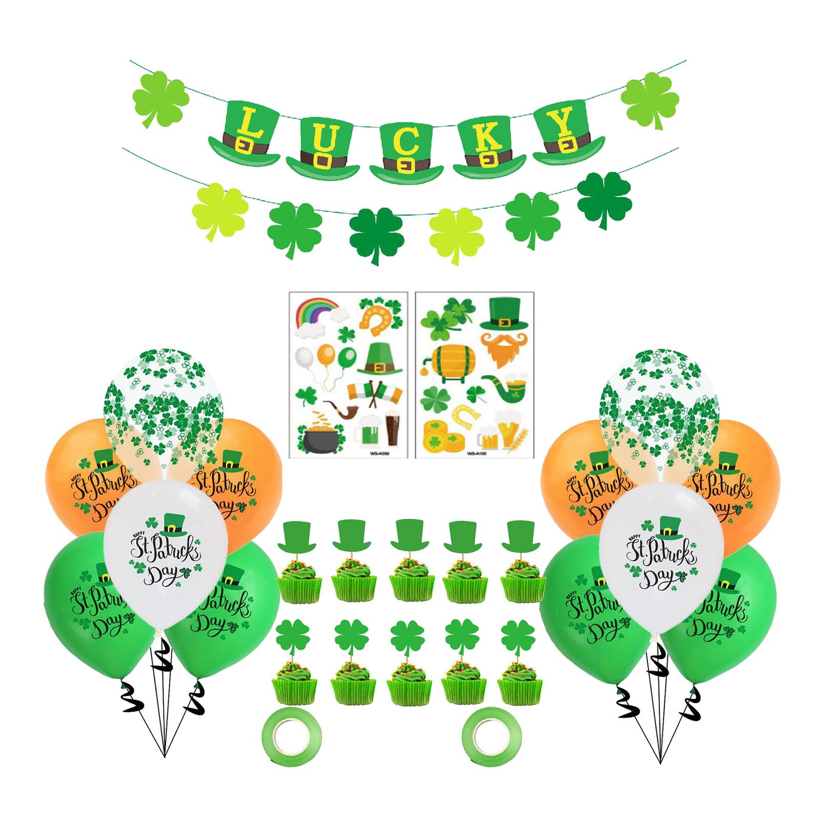 28Pcs ST Patricks Day Decorations Hanging Banner Party Favors Photo Props