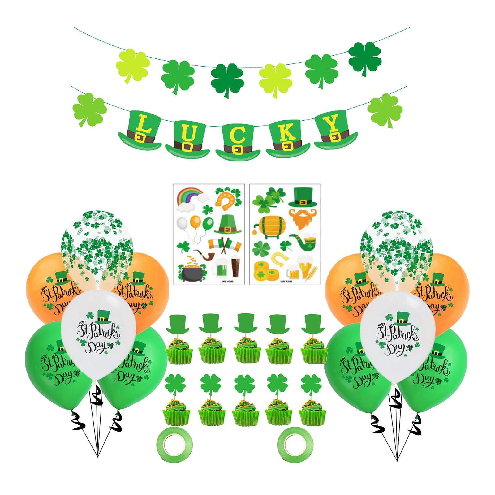 28Pcs ST Patricks Day Decorations Hanging Banner Party Favors Photo Props