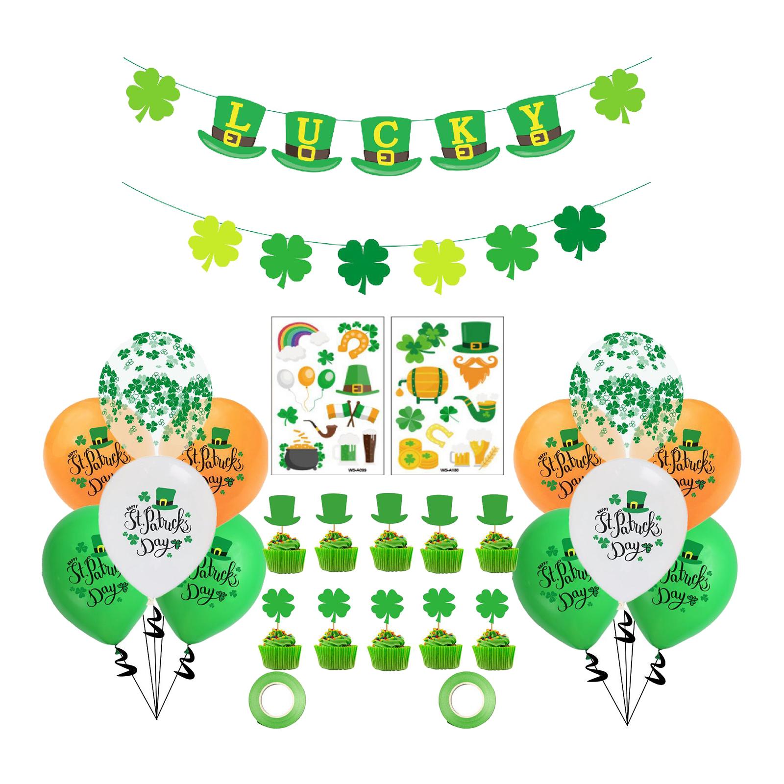 28Pcs ST Patricks Day Decorations Hanging Banner Party Favors Photo Props