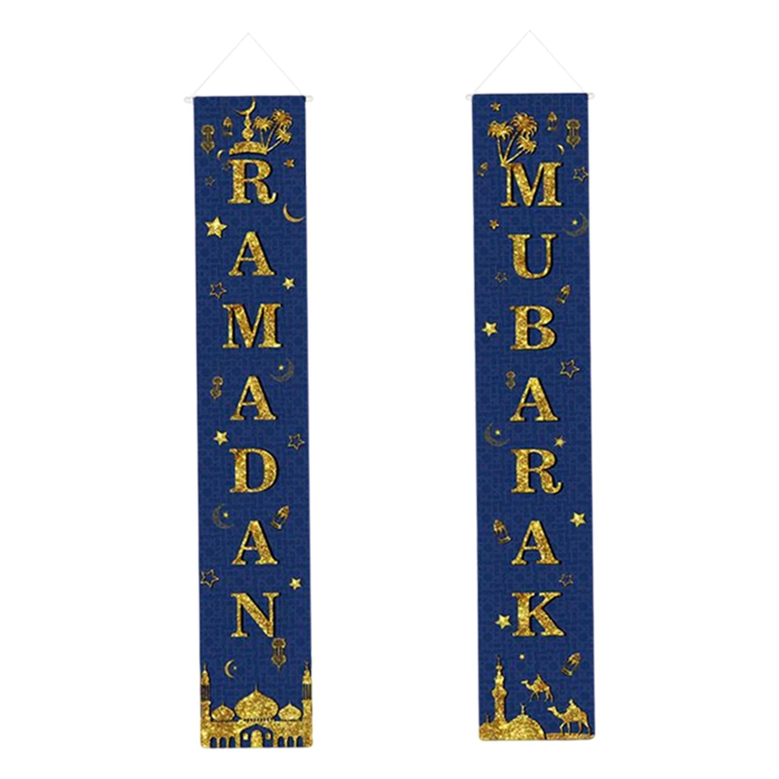 2Pcs Ramadan Mubarak Porch Sign Eid Mubarak Ramadan Party Decor Style 4