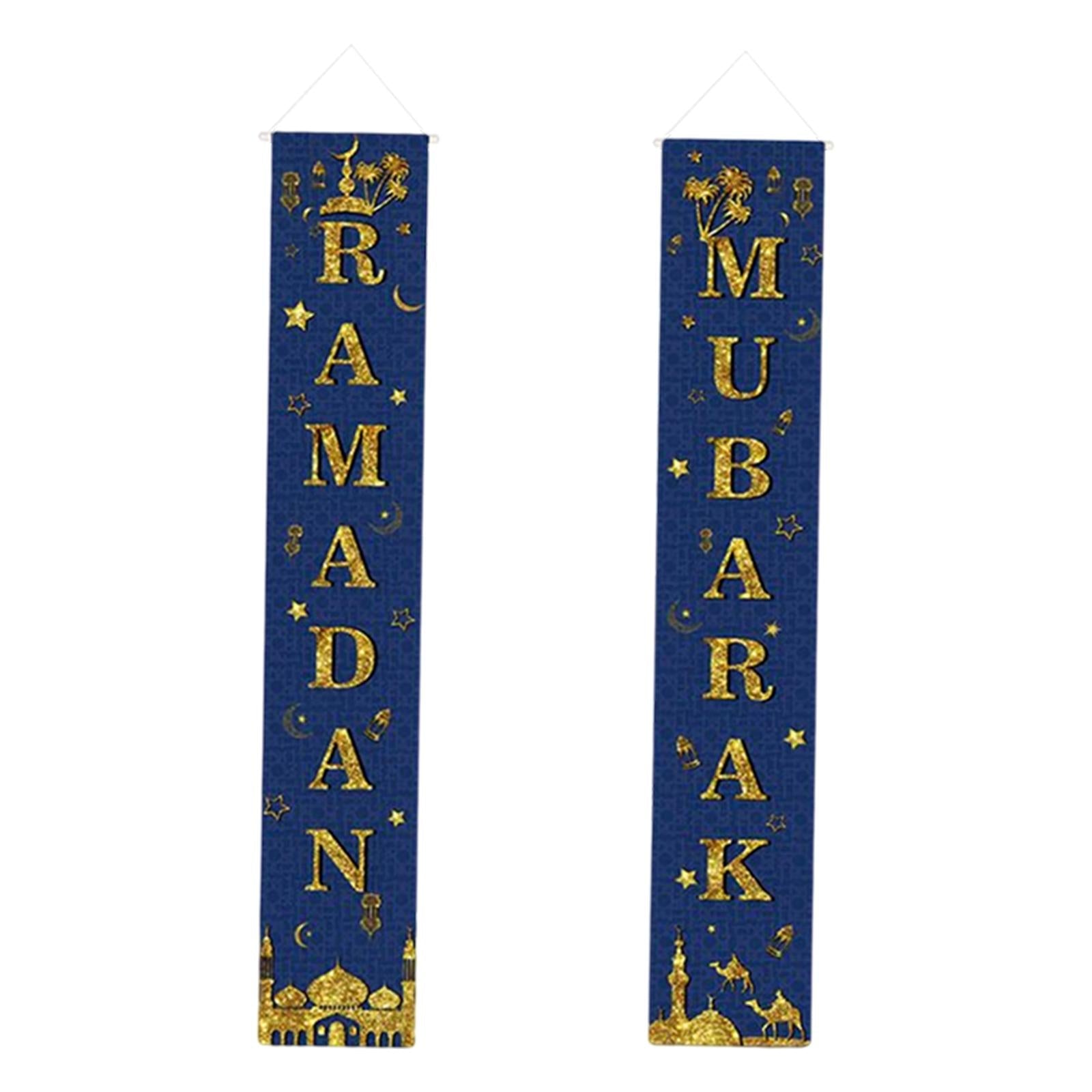 2Pcs Ramadan Mubarak Porch Sign Eid Mubarak Ramadan Party Decor Style 4