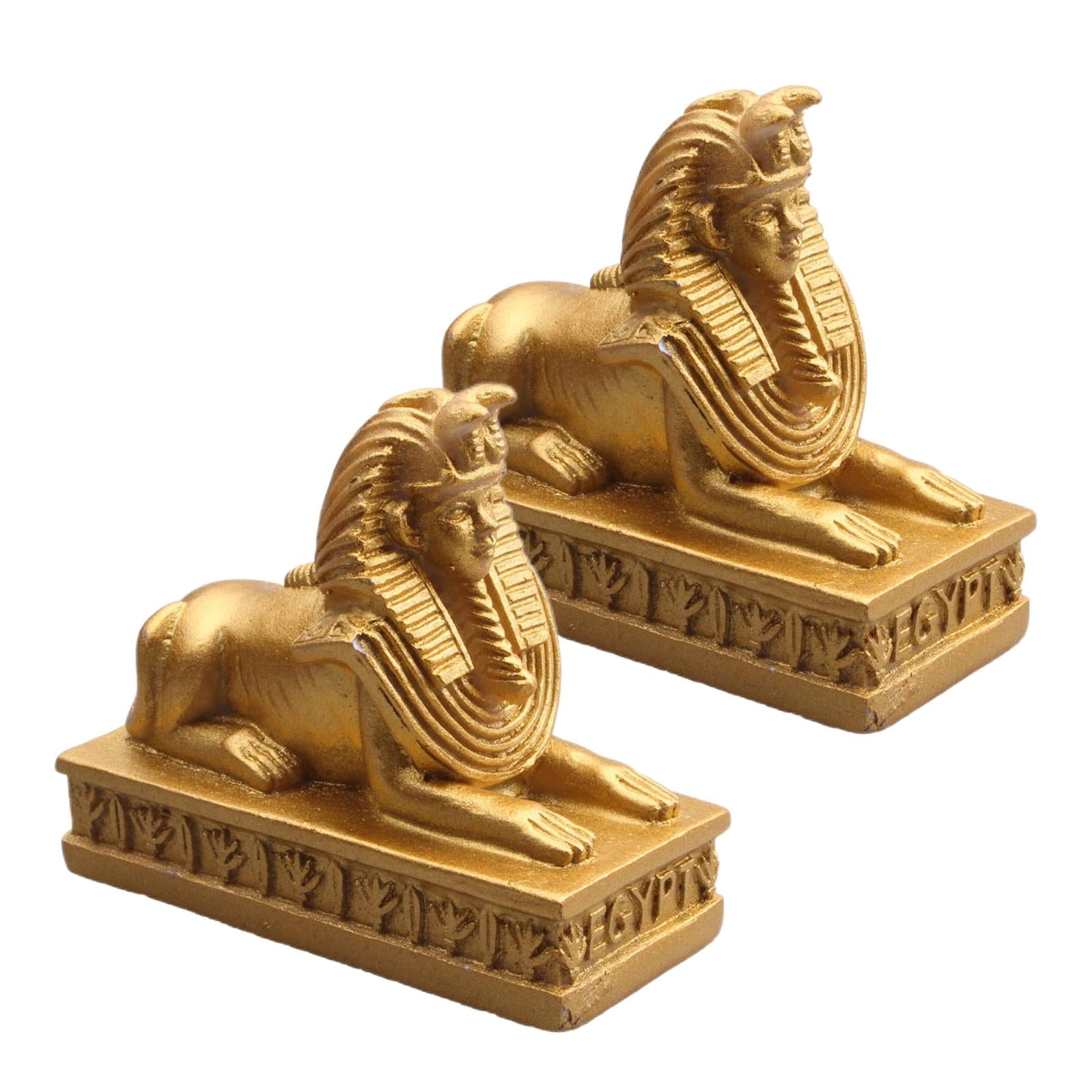 2Pcs Sphinx Statues Sculpture Egyptian Figurines Pharaoh Decor Home Office