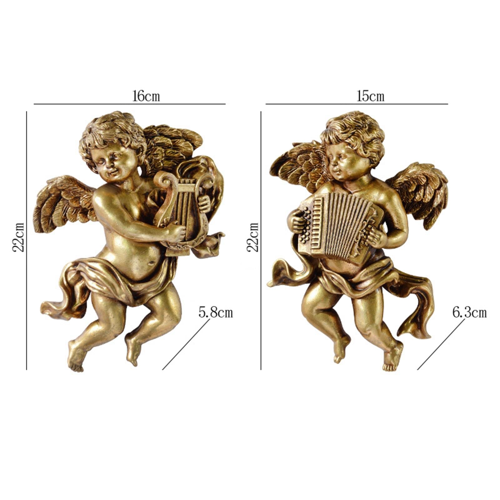 2Pc Angel Statue Figurines Cherub Wall Sculpture for Dining Room Home Room C