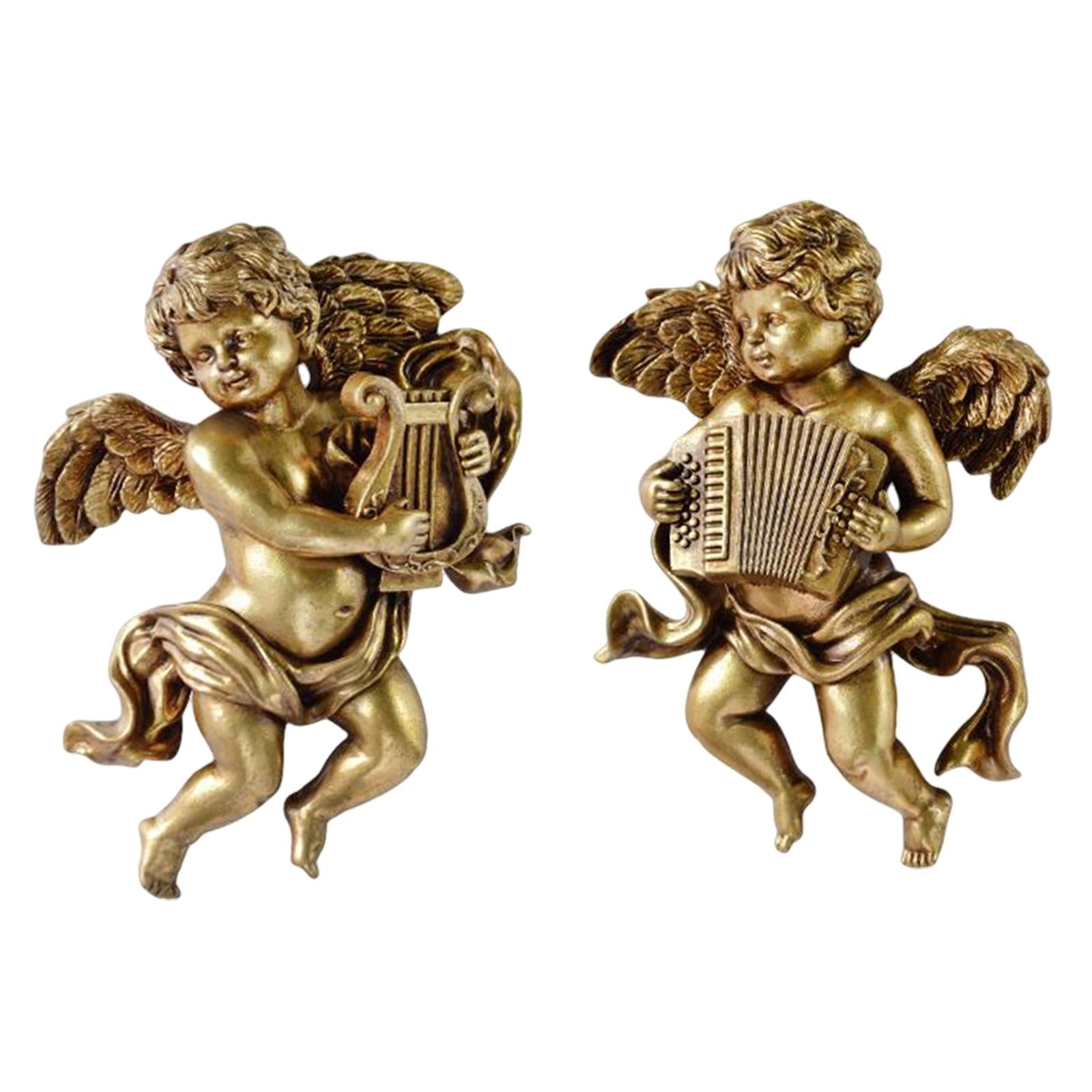 2Pc Angel Statue Figurines Cherub Wall Sculpture for Dining Room Home Room C