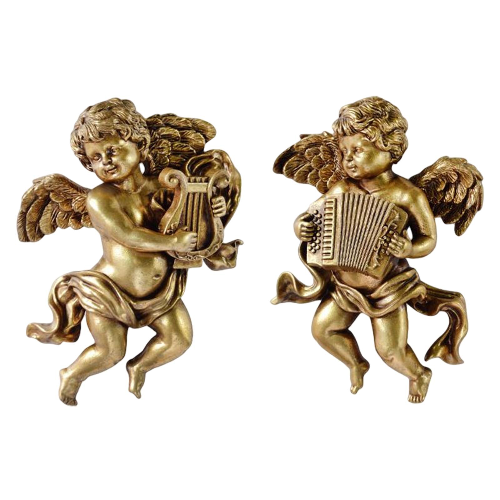 2Pc Angel Statue Figurines Cherub Wall Sculpture for Dining Room Home Room C