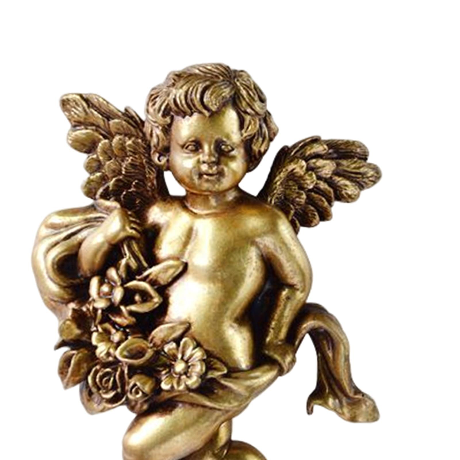 2Pc Angel Statue Figurines Cherub Wall Sculpture for Dining Room Home Room D