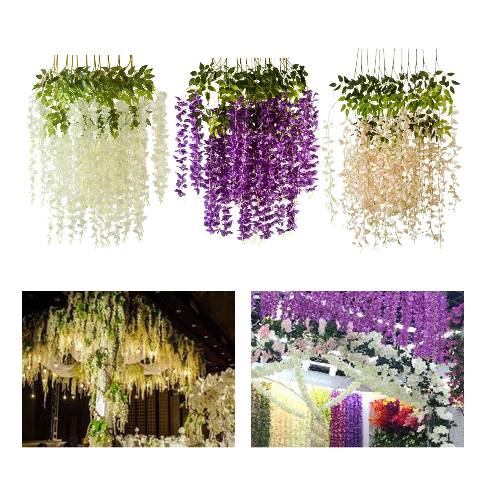 12x Artificial Wisteria Garland Arch Simulation Flower for Wedding Wall White