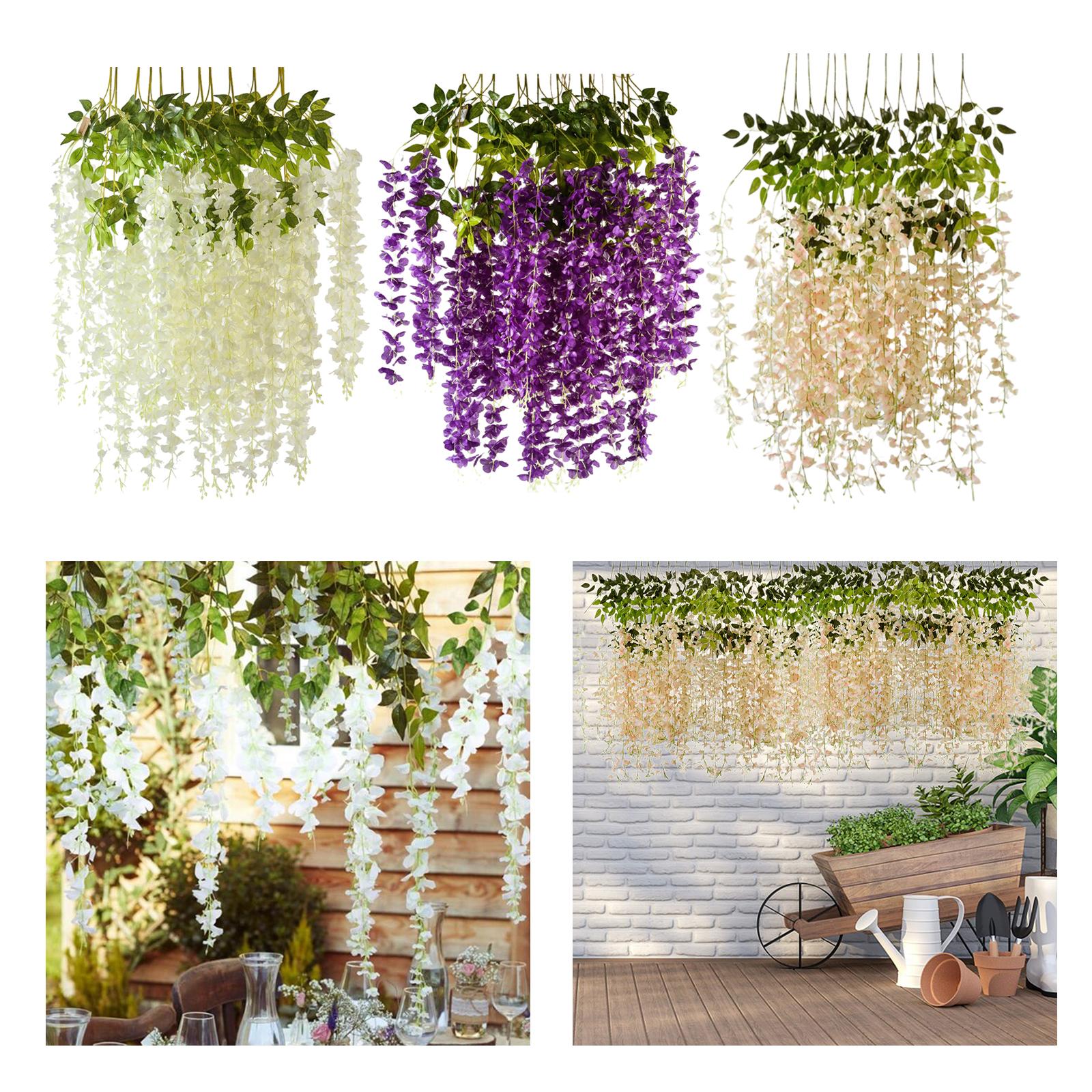 12x Artificial Wisteria Garland Arch Simulation Flower for Wedding Wall White