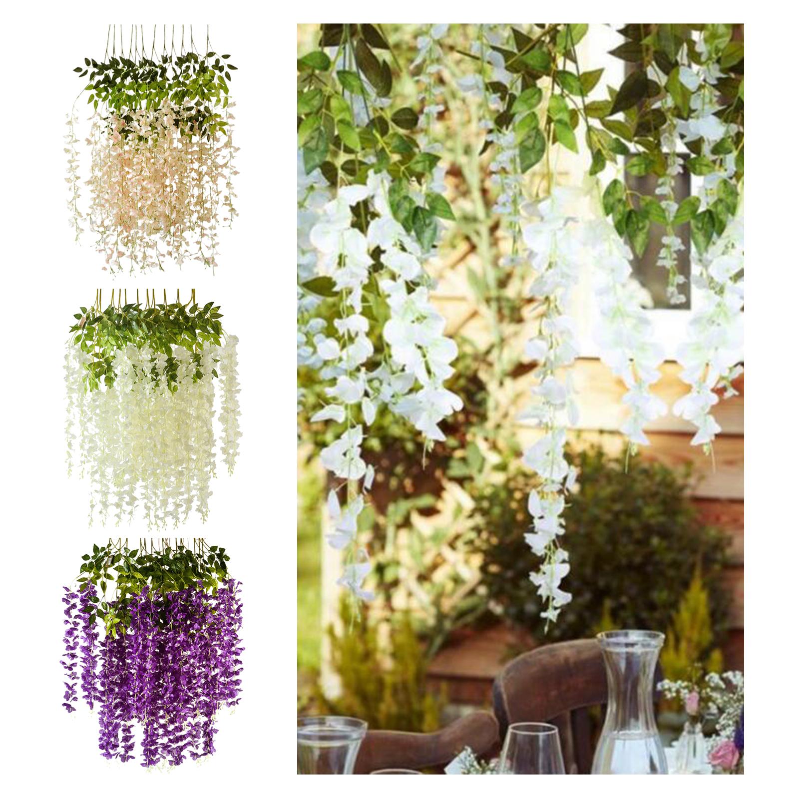 12x Artificial Wisteria Garland Arch Simulation Flower for Wedding Wall White