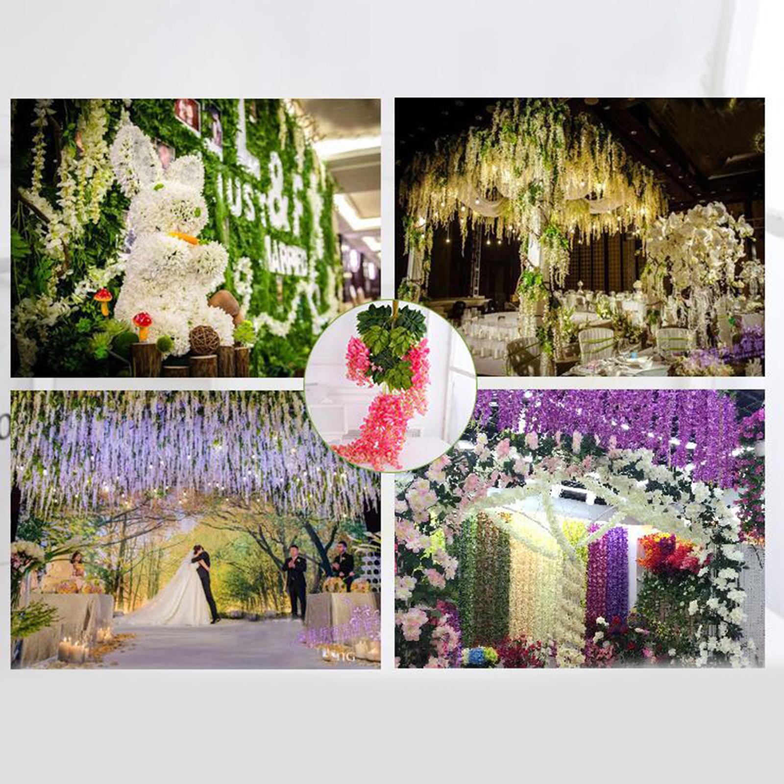 12x Artificial Wisteria Garland Arch Simulation Flower for Wedding Wall White