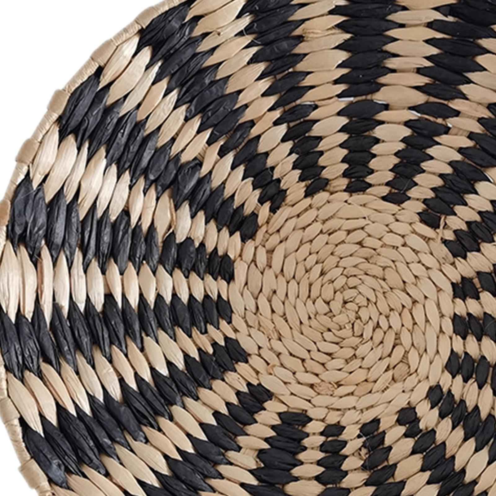 Woven Basket Wall Decor Durable Simple Hangings for Foyer Patio Farmhouse Black 20cm