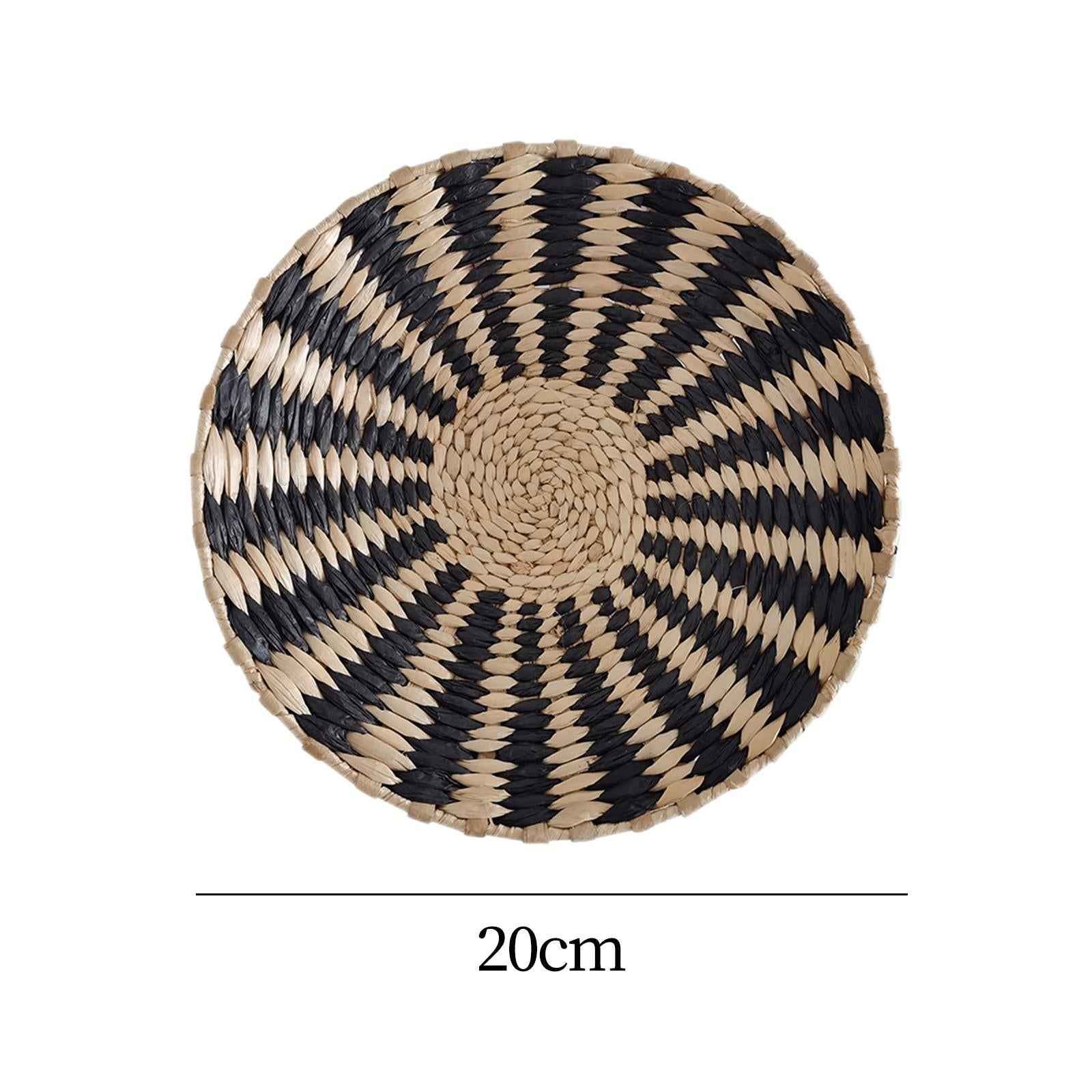 Woven Basket Wall Decor Durable Simple Hangings for Foyer Patio Farmhouse Black 20cm